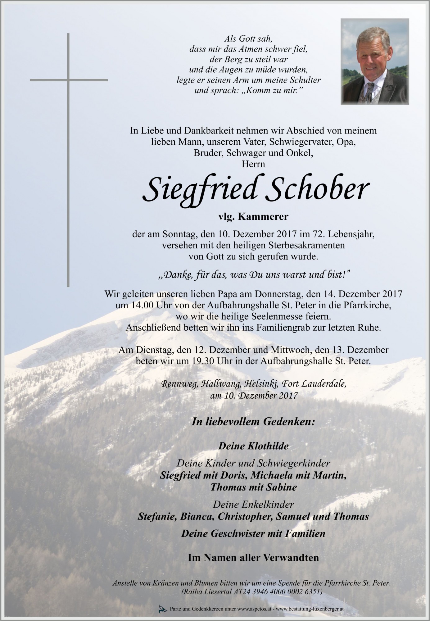 Traueranzeige von Siegfried Schober