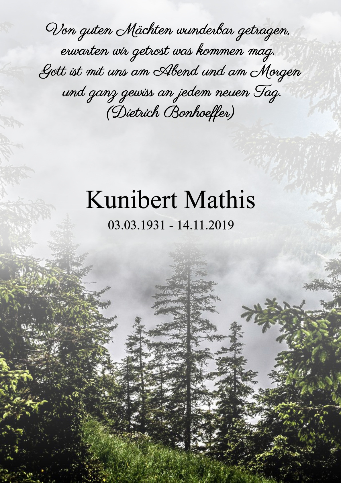 Traueranzeige von Kunibert Mathis