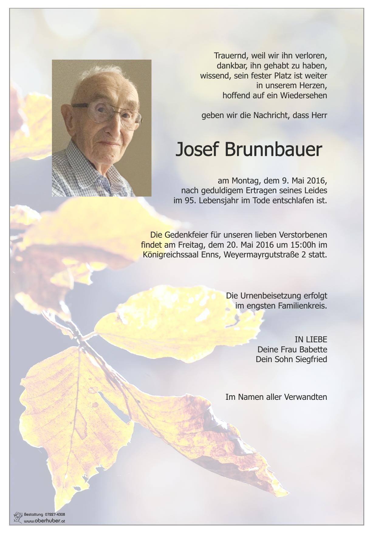 Traueranzeige von Josef Brunnbauer