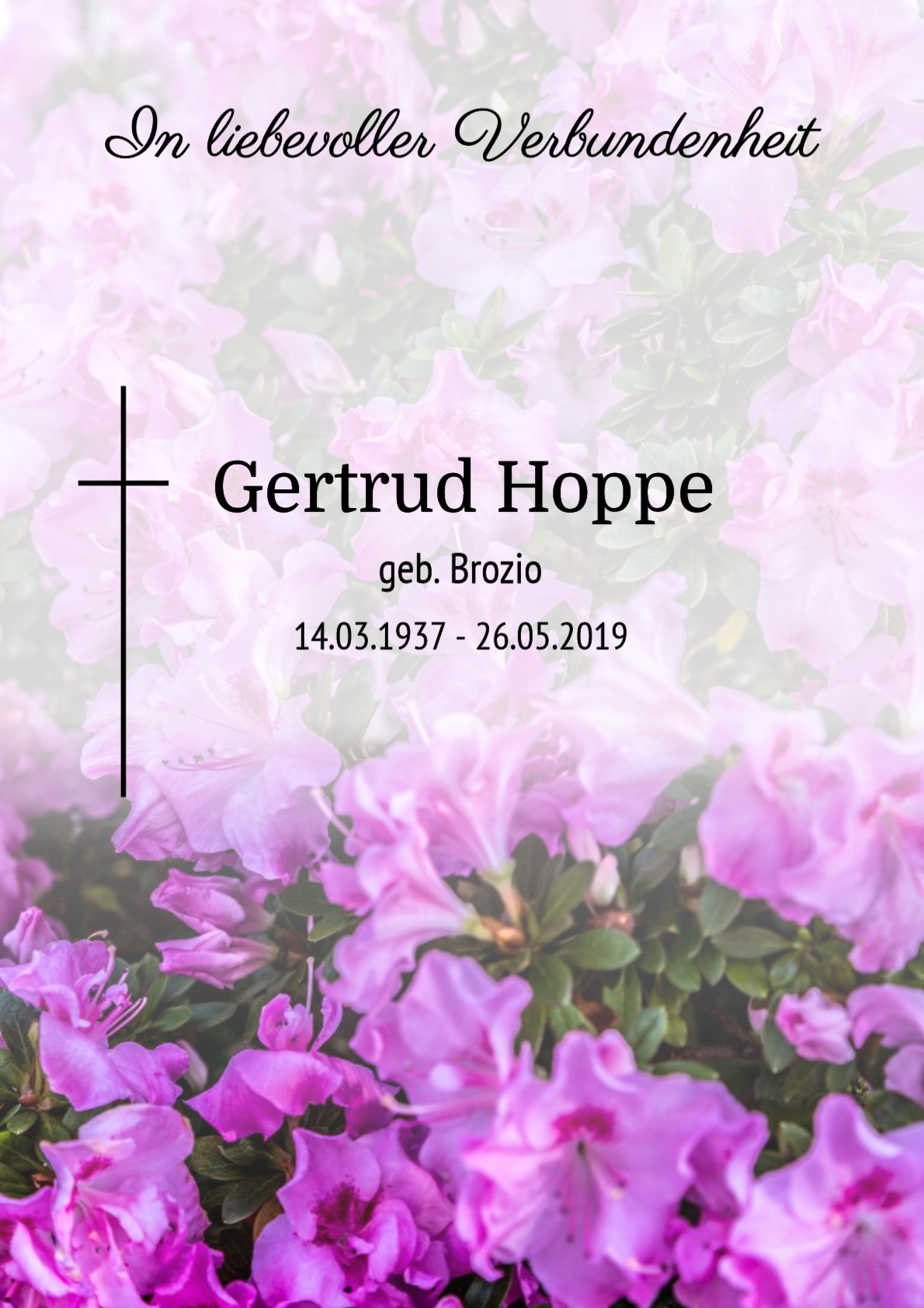Traueranzeige von Gertrud Hoppe