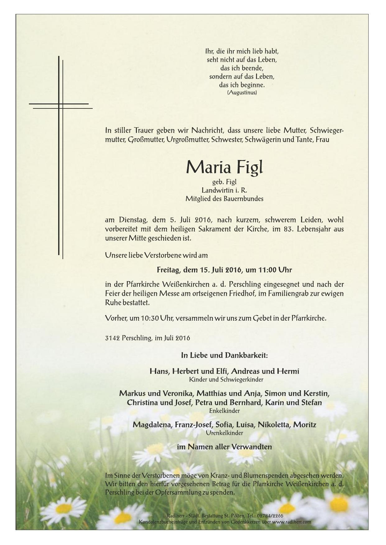 Traueranzeige von Maria Figl