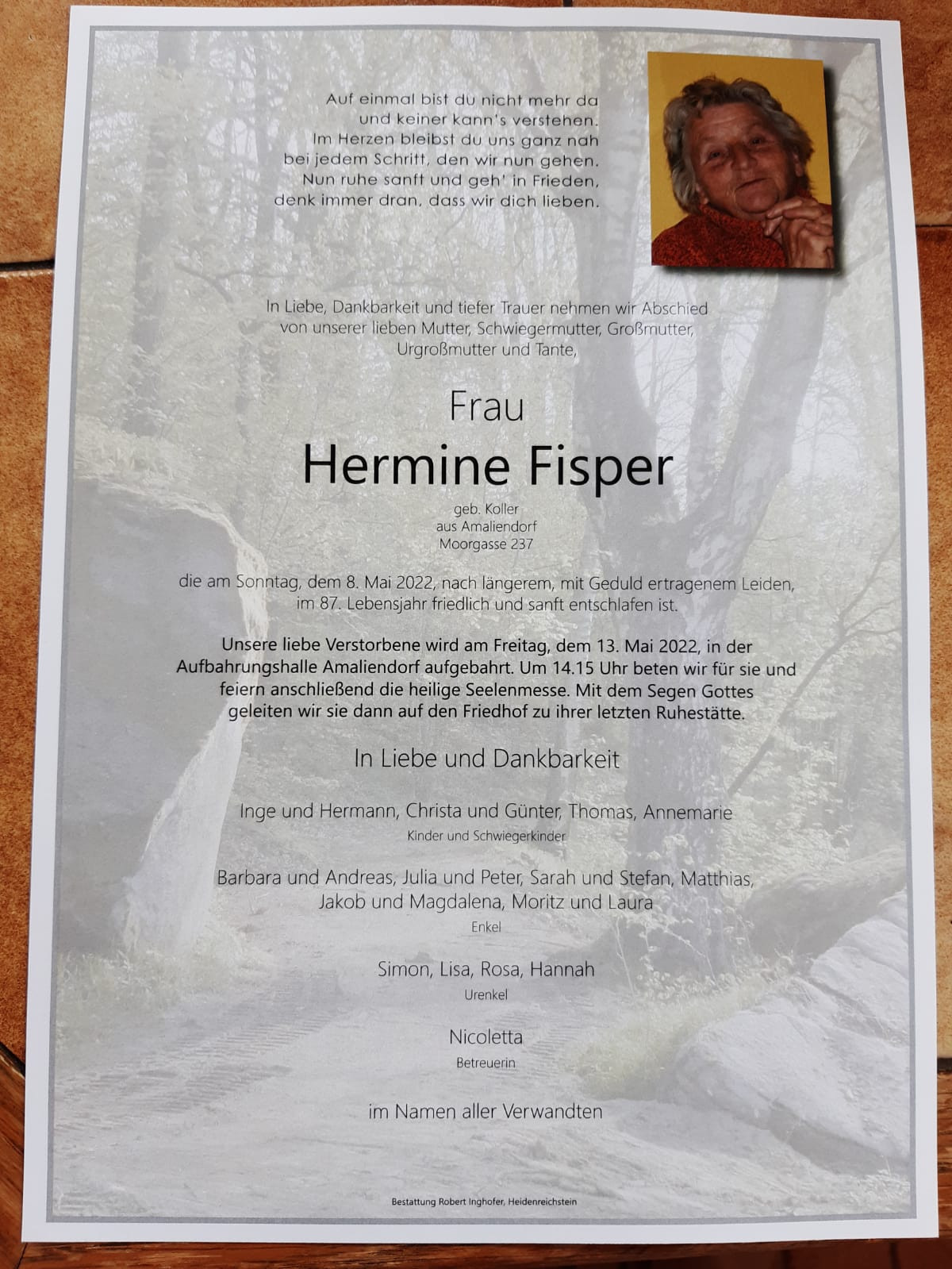 Traueranzeige von Hermine Fisper