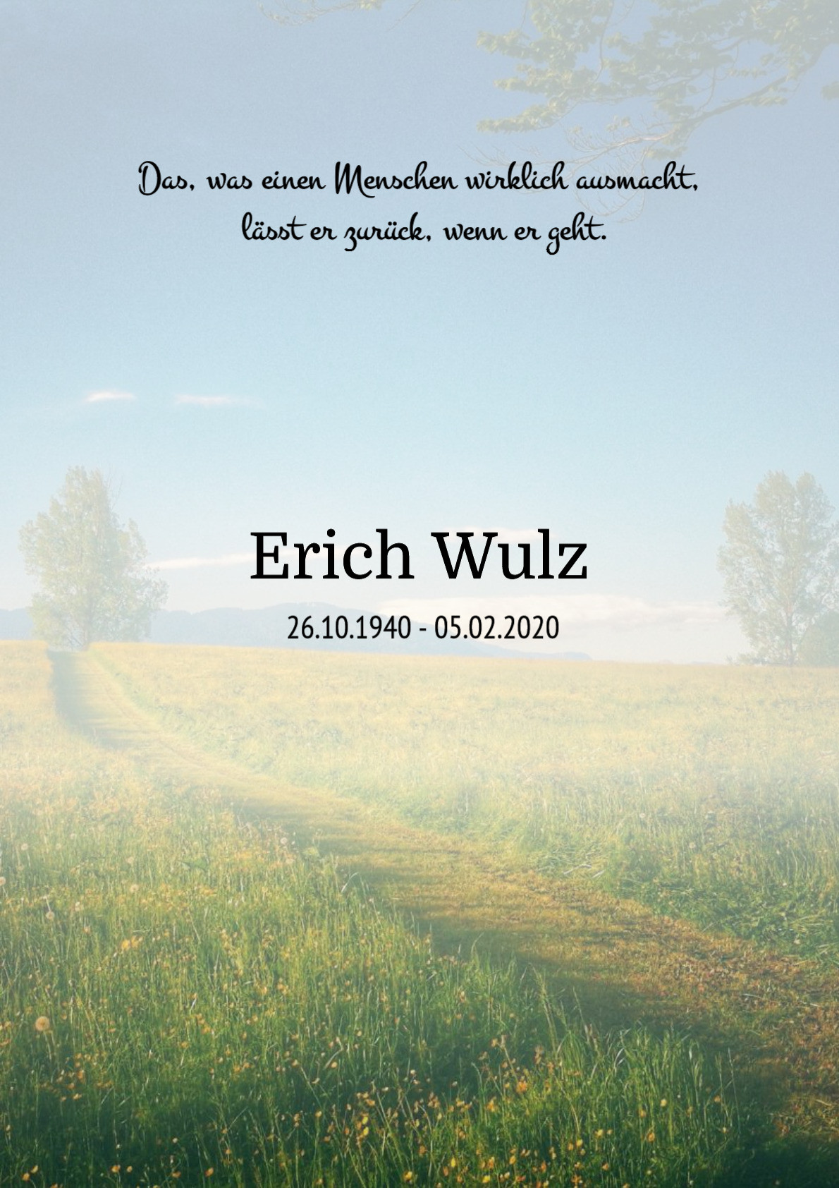Traueranzeige von Erich Wulz