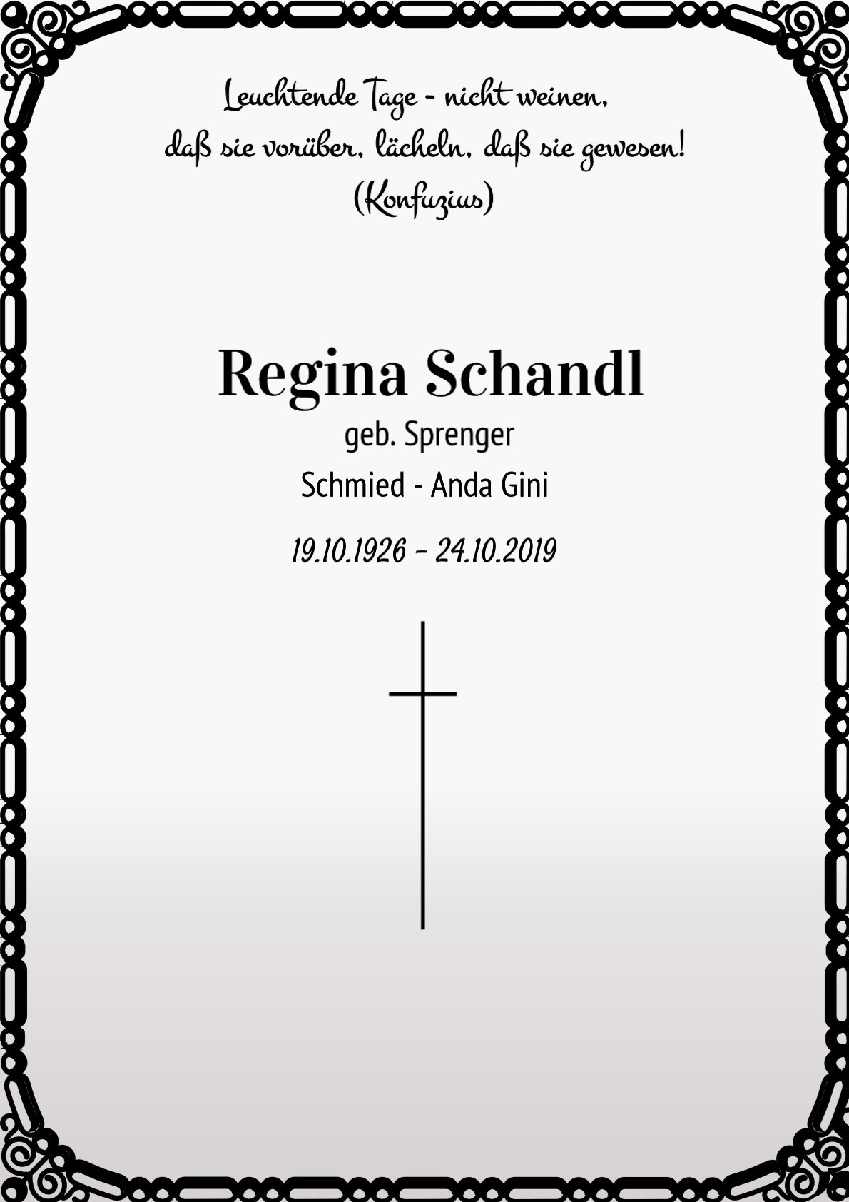 Traueranzeige von Regina Schandl