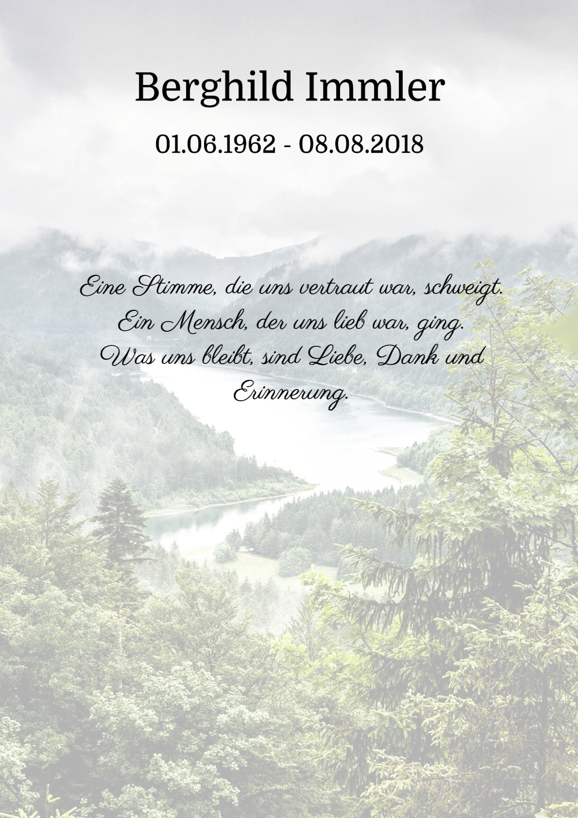 Traueranzeige von Berghild Immler