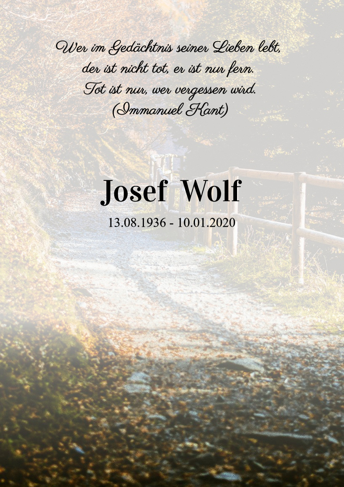 Traueranzeige von Josef Wolf