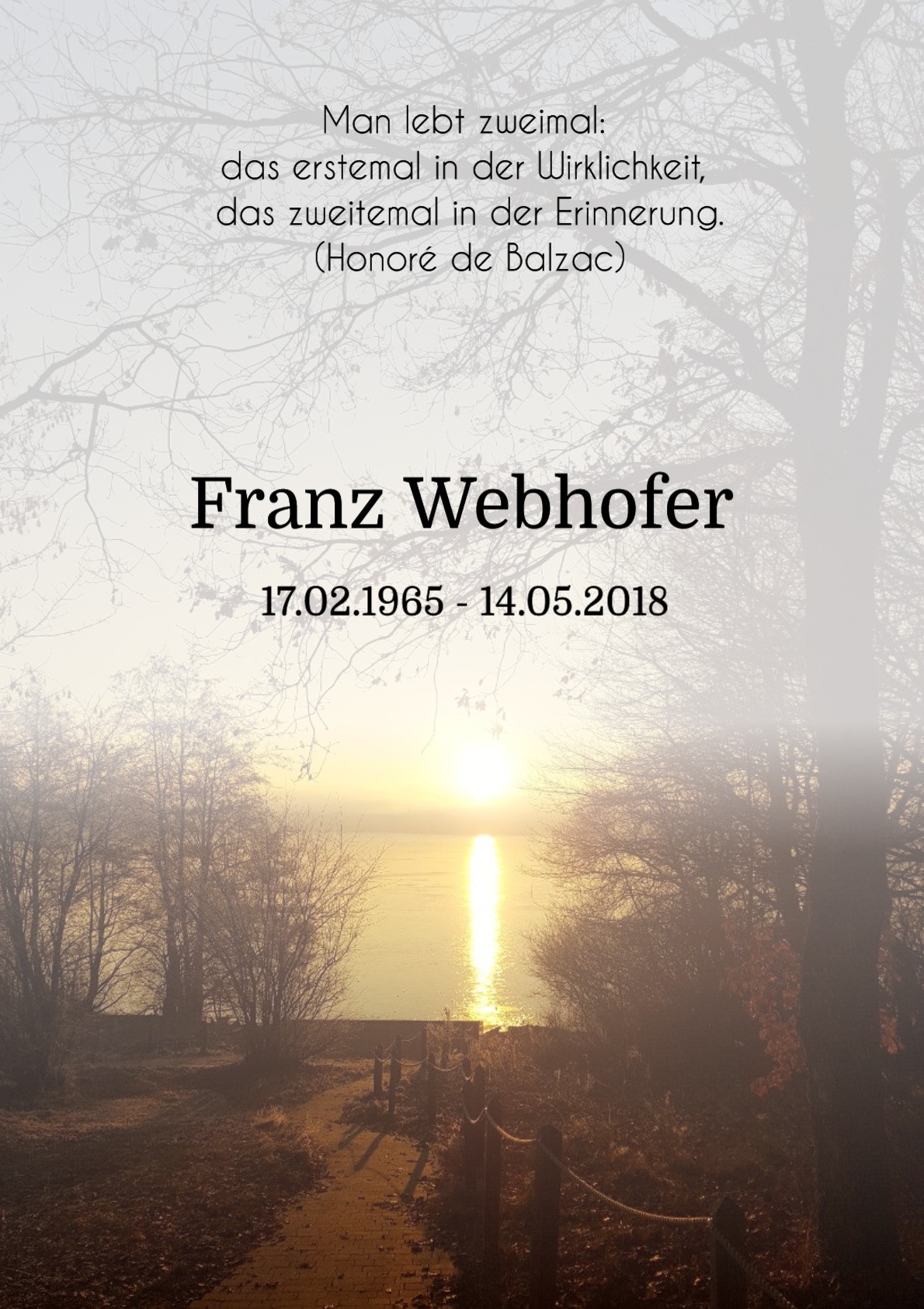 Traueranzeige von Franz Webhofer