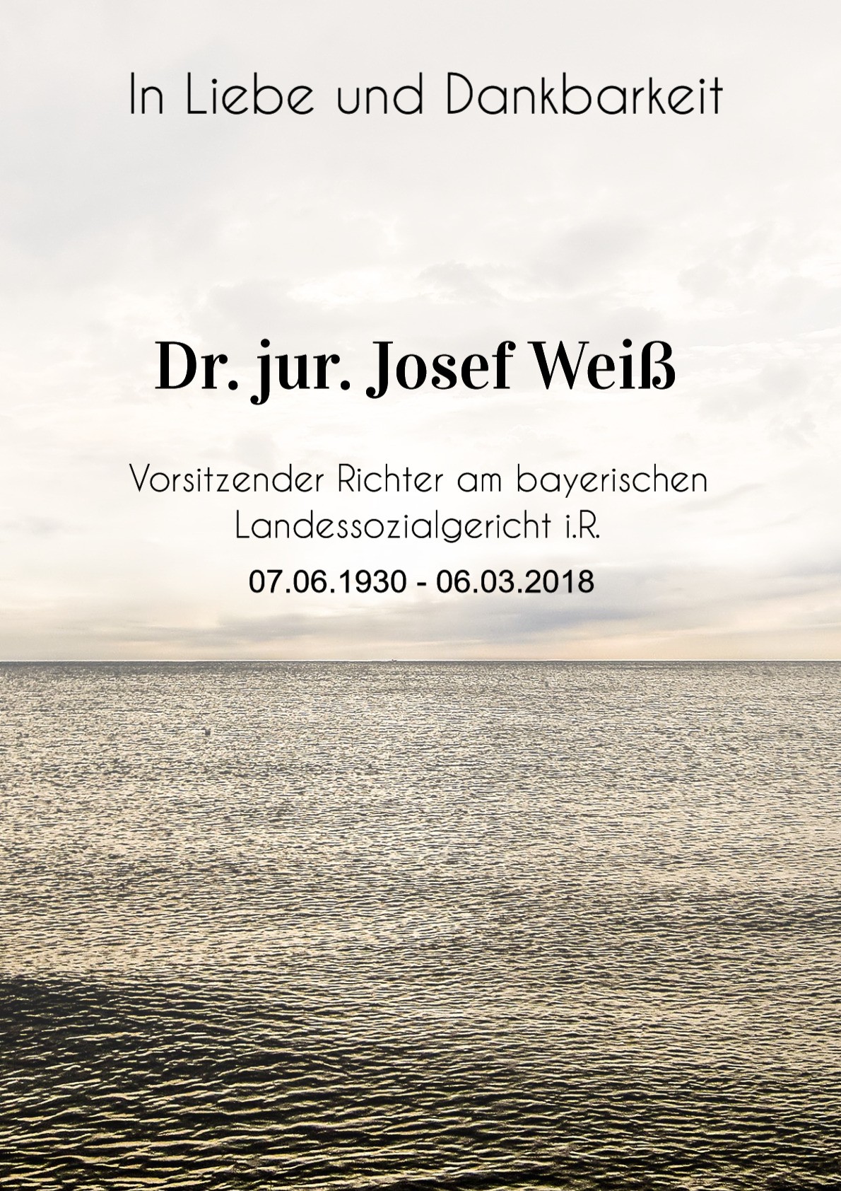 Traueranzeige von Dr. jur. Josef Weiß