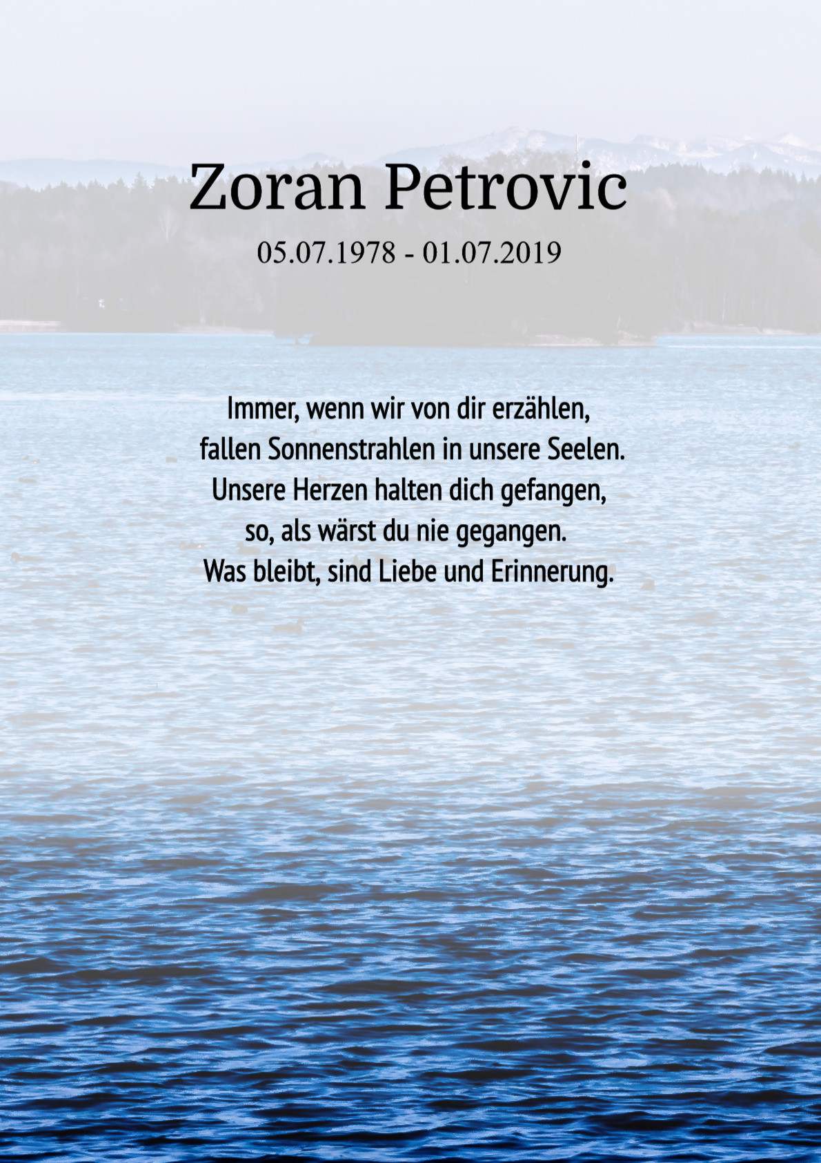 Traueranzeige von Zoran Petrovic