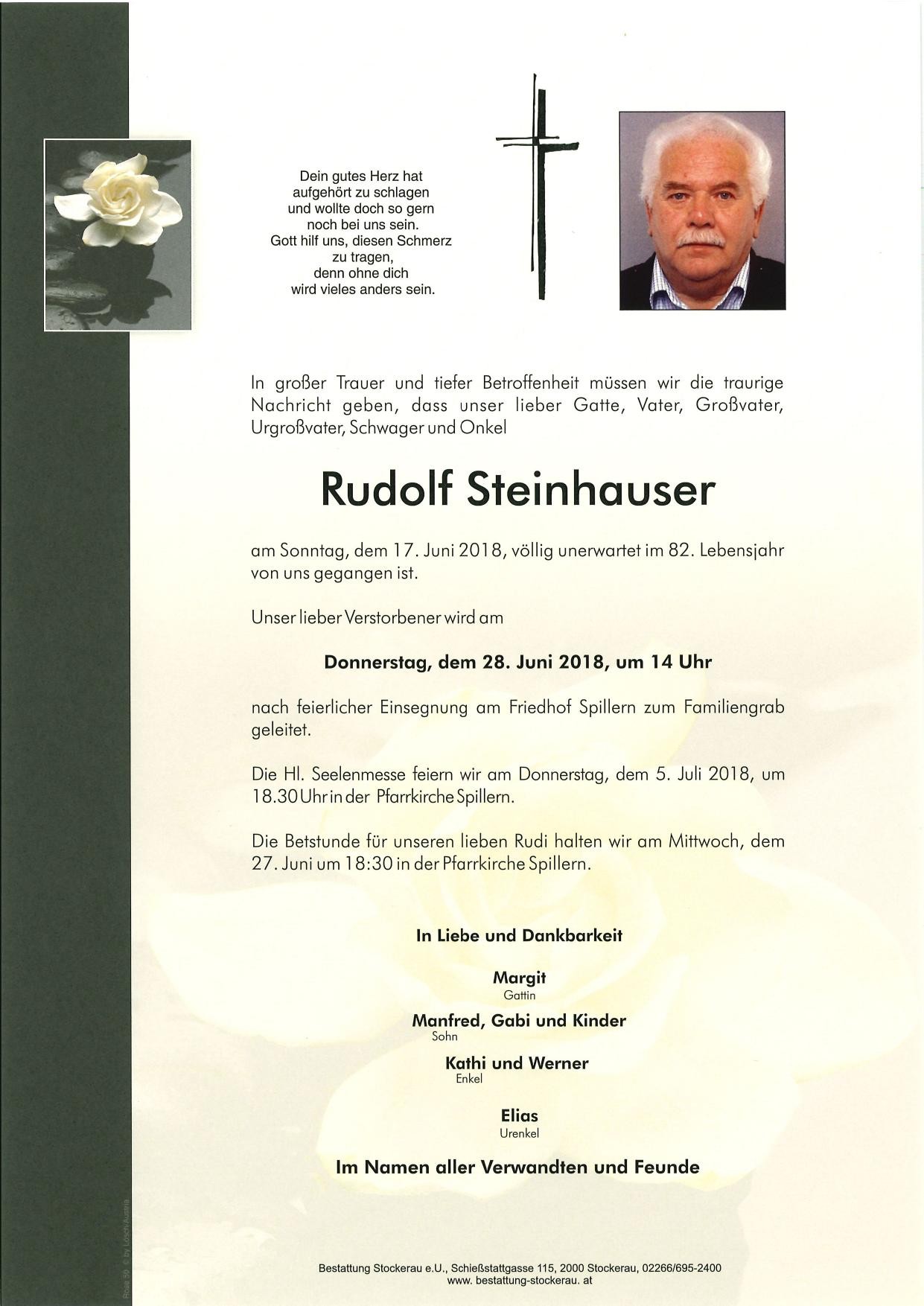 Traueranzeige von Rudolf Steinhauser
