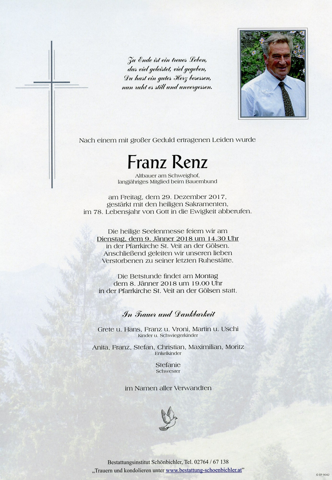 Traueranzeige von Franz Renz