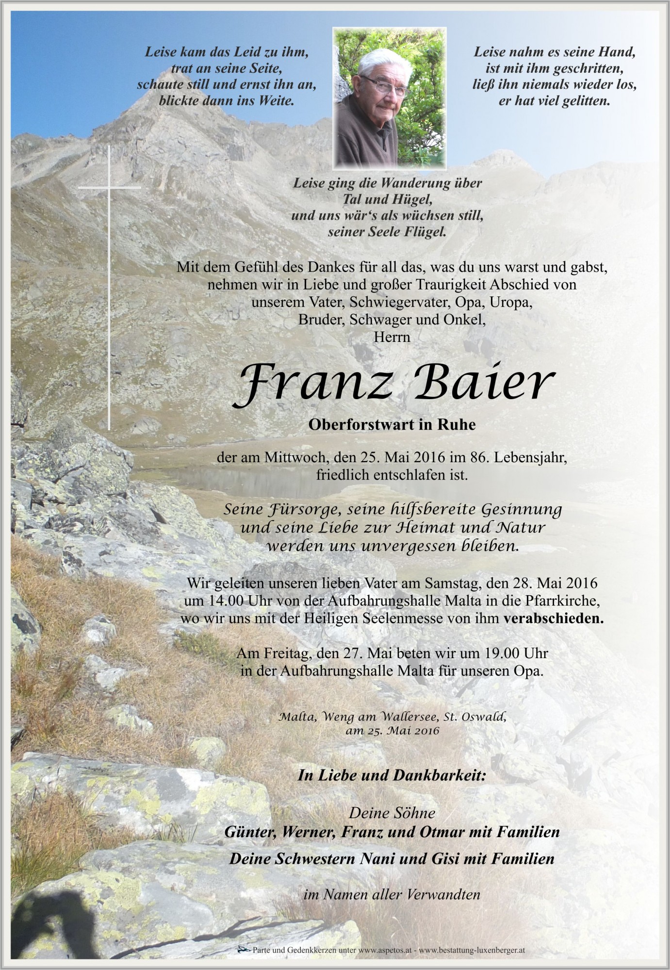 Traueranzeige von Franz Baier