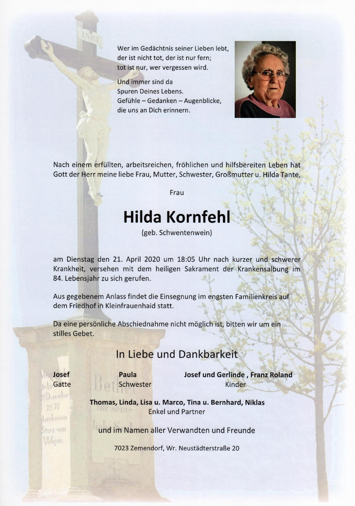 Traueranzeige von Hilda Kornfehl