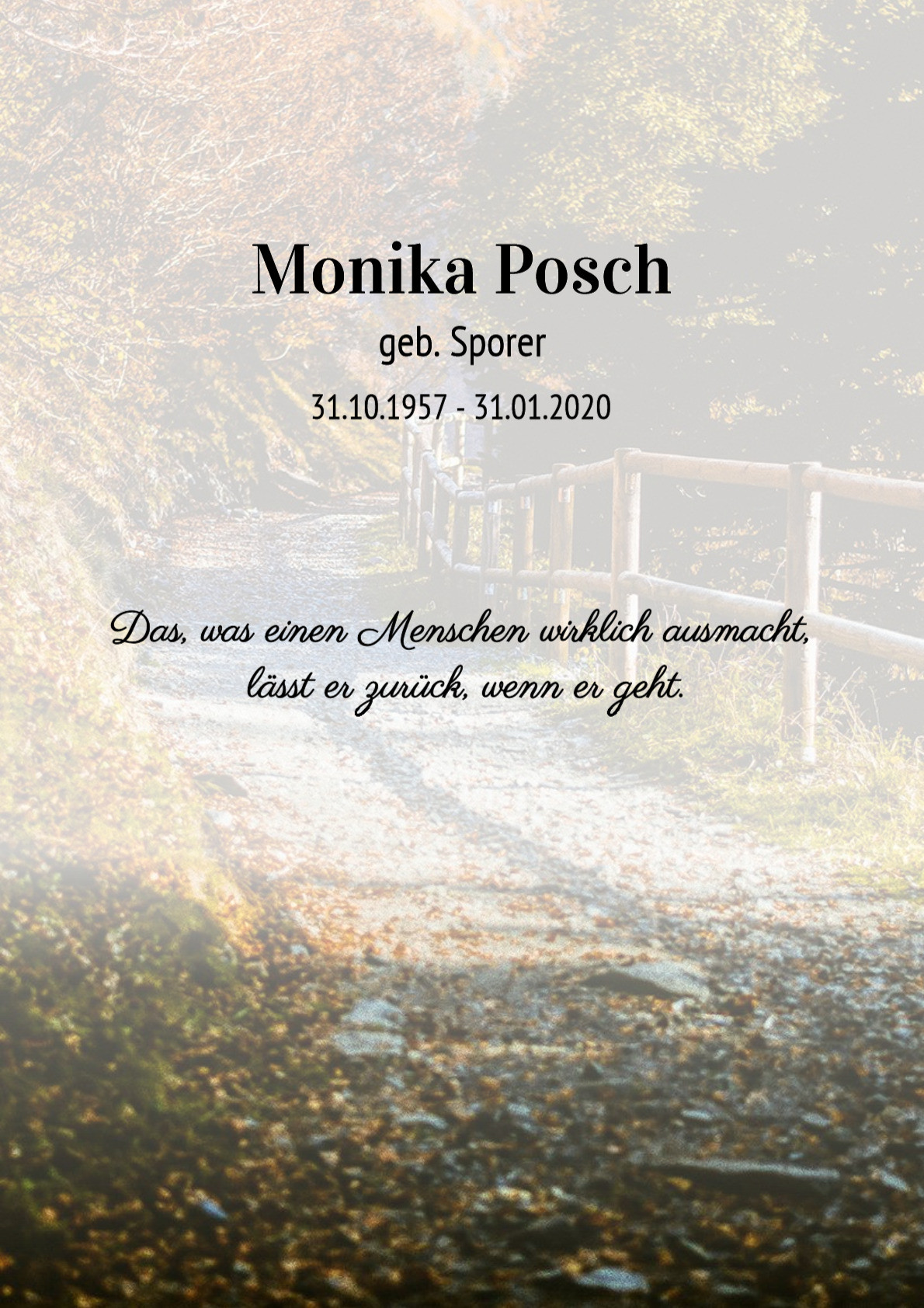 Traueranzeige von Monika Posch