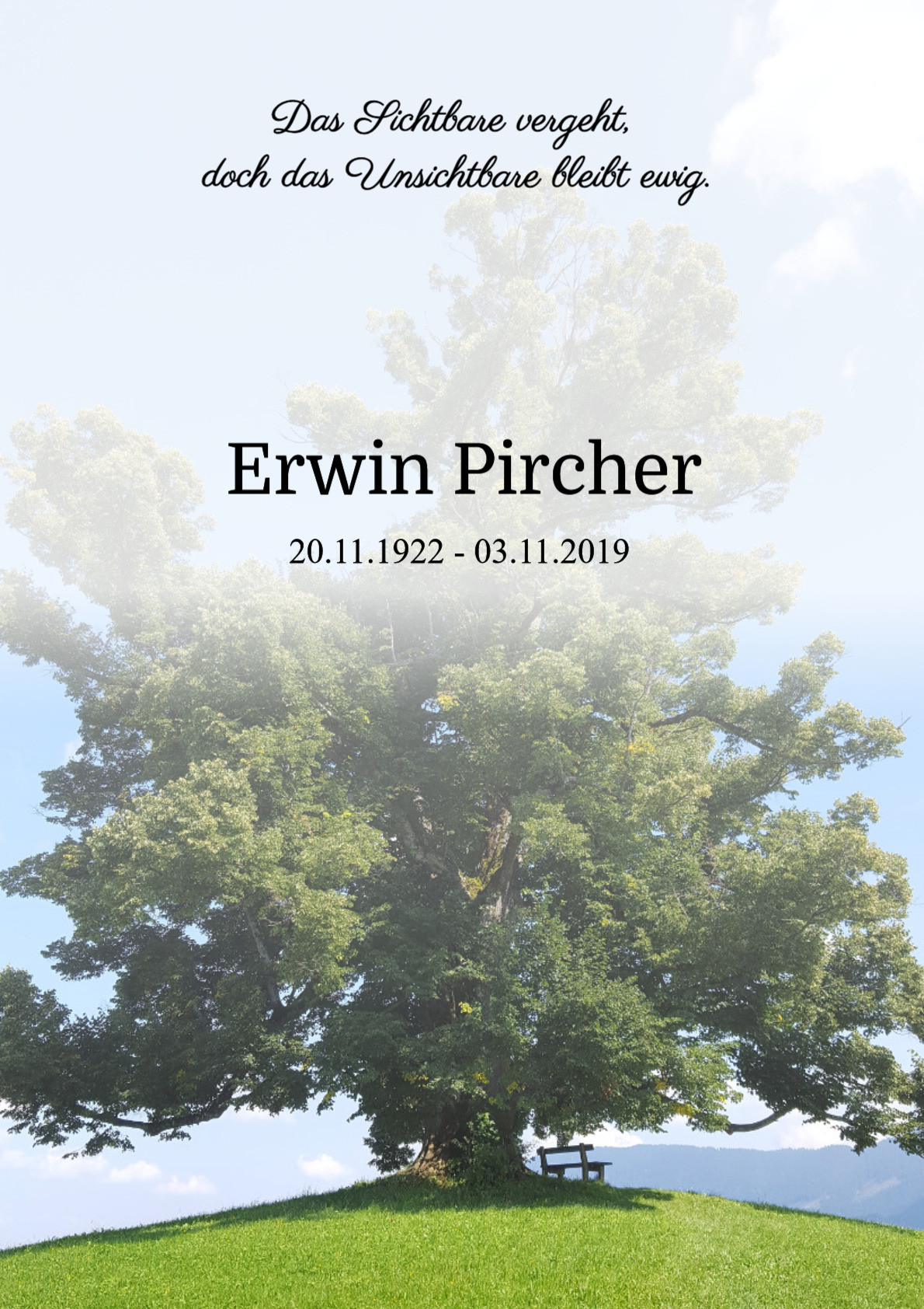 Traueranzeige von Erwin Pircher