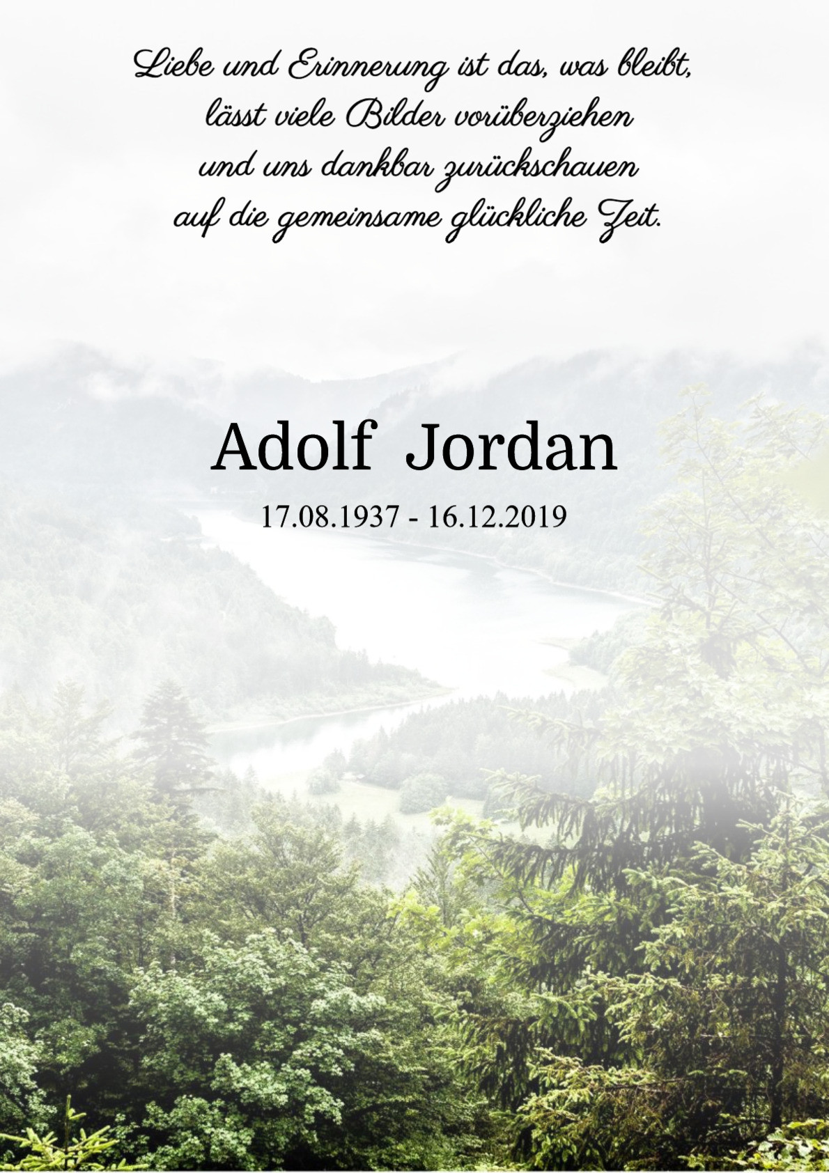 Traueranzeige von Adolf Jordan