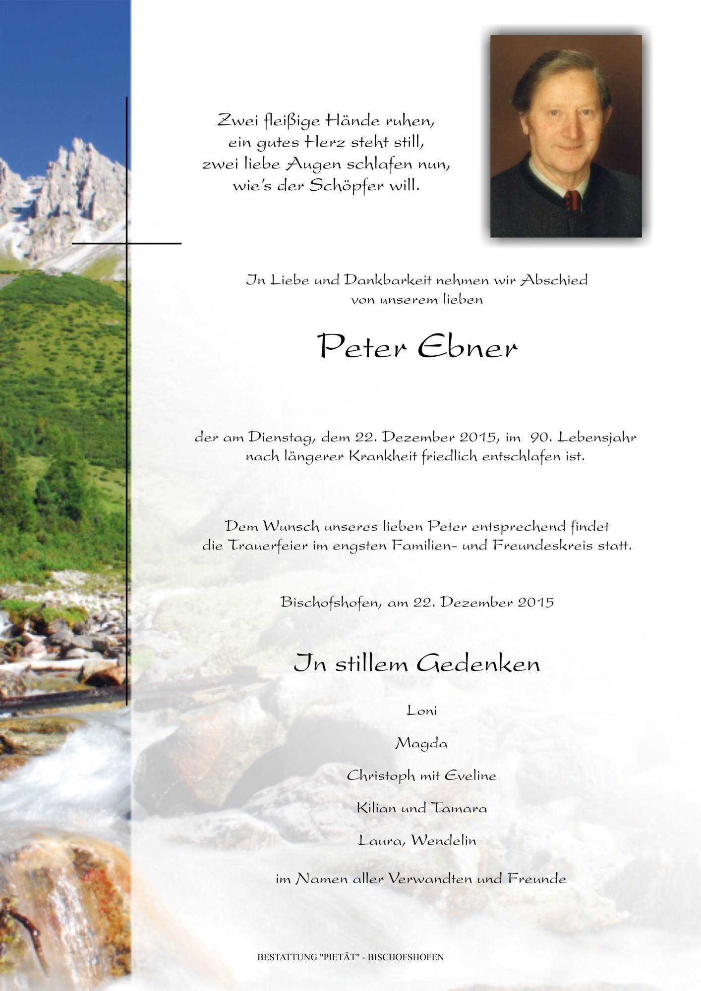 Traueranzeige von Peter Ebner