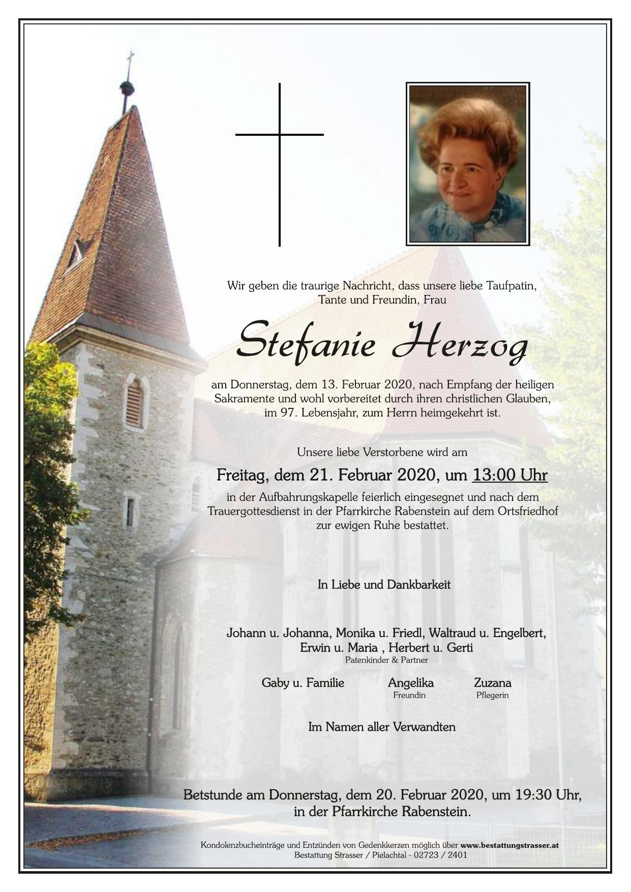 Traueranzeige von Stefanie Herzog