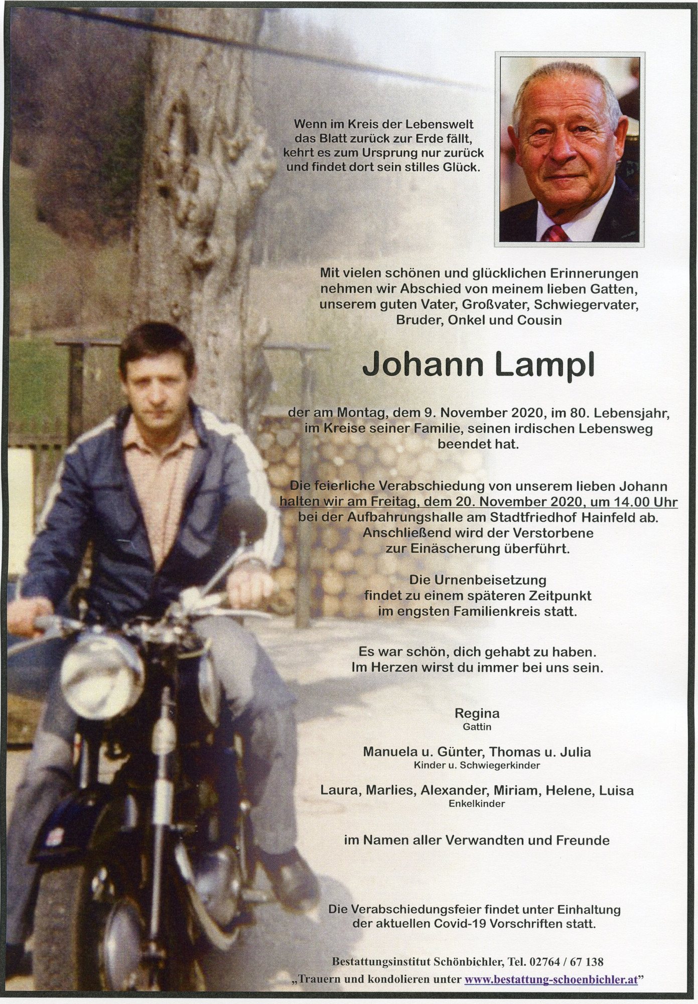 Traueranzeige von Johann Lampl