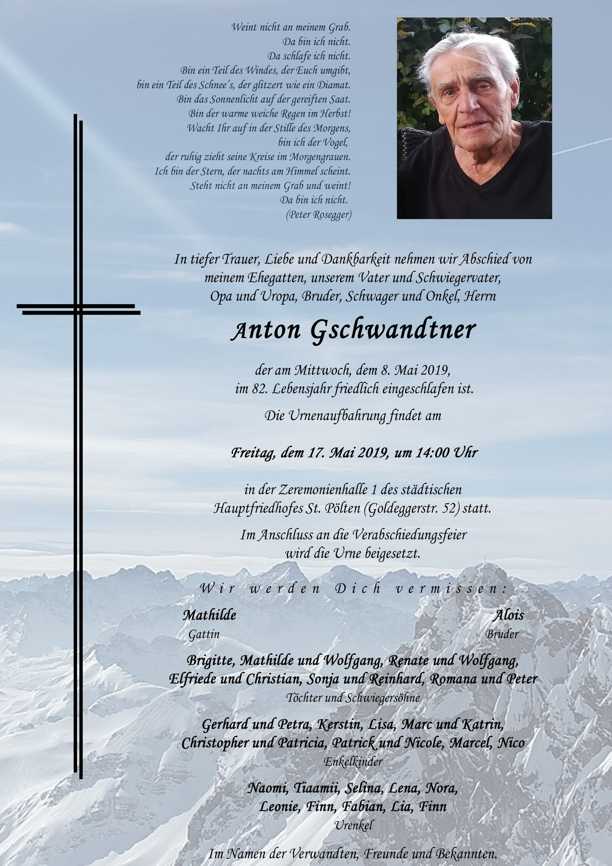 Traueranzeige von Anton Gschwandtner