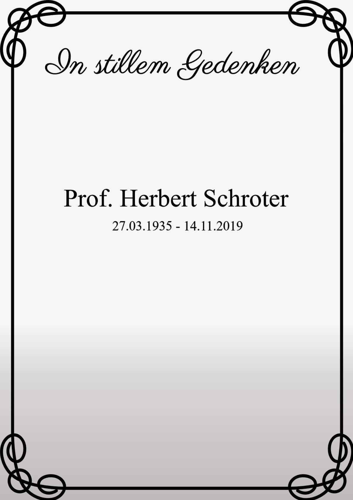 Traueranzeige von Prof. Herbert Schroter