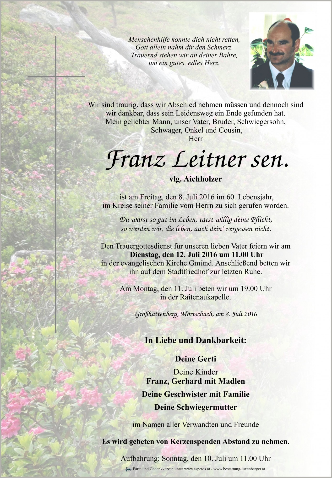 Traueranzeige von Franz Leitner sen.
