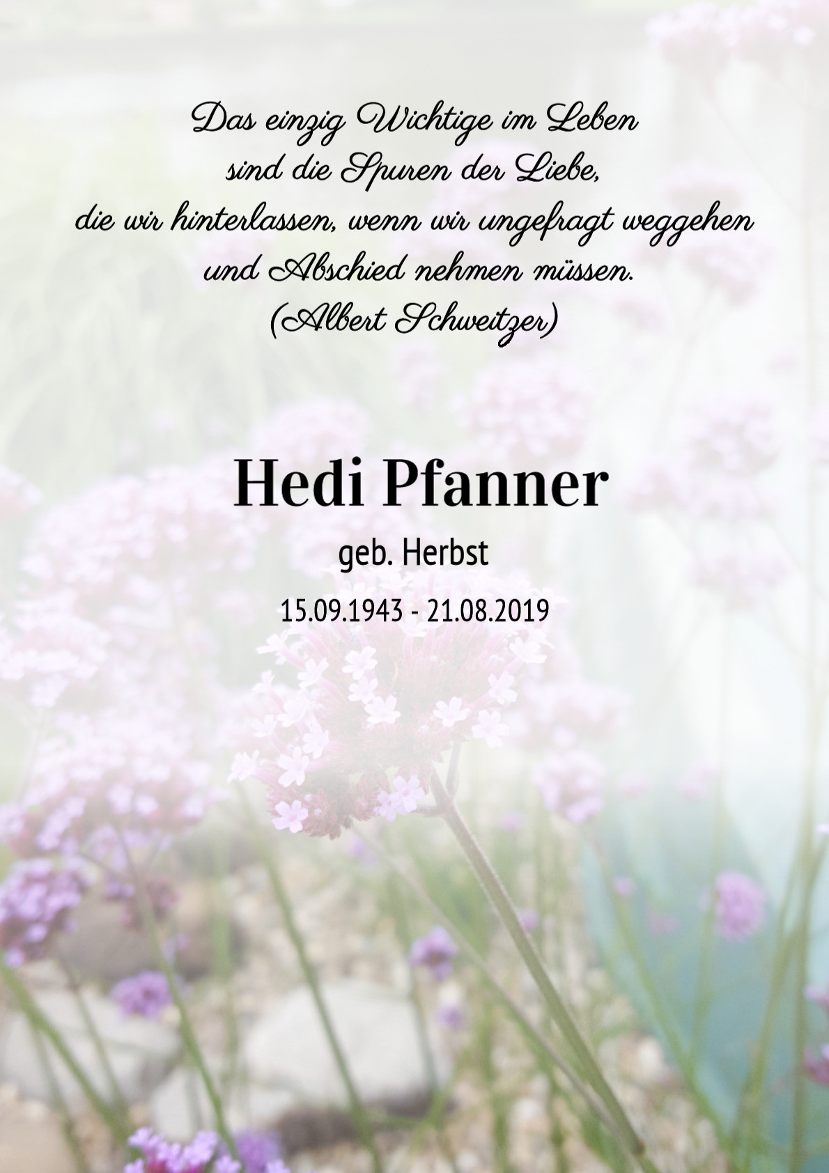 Traueranzeige von Hedi Pfanner