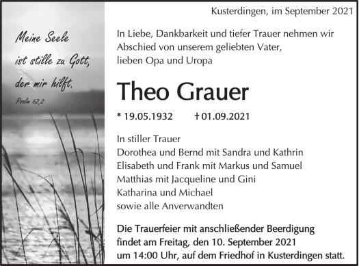 Traueranzeige von Theo Grauer