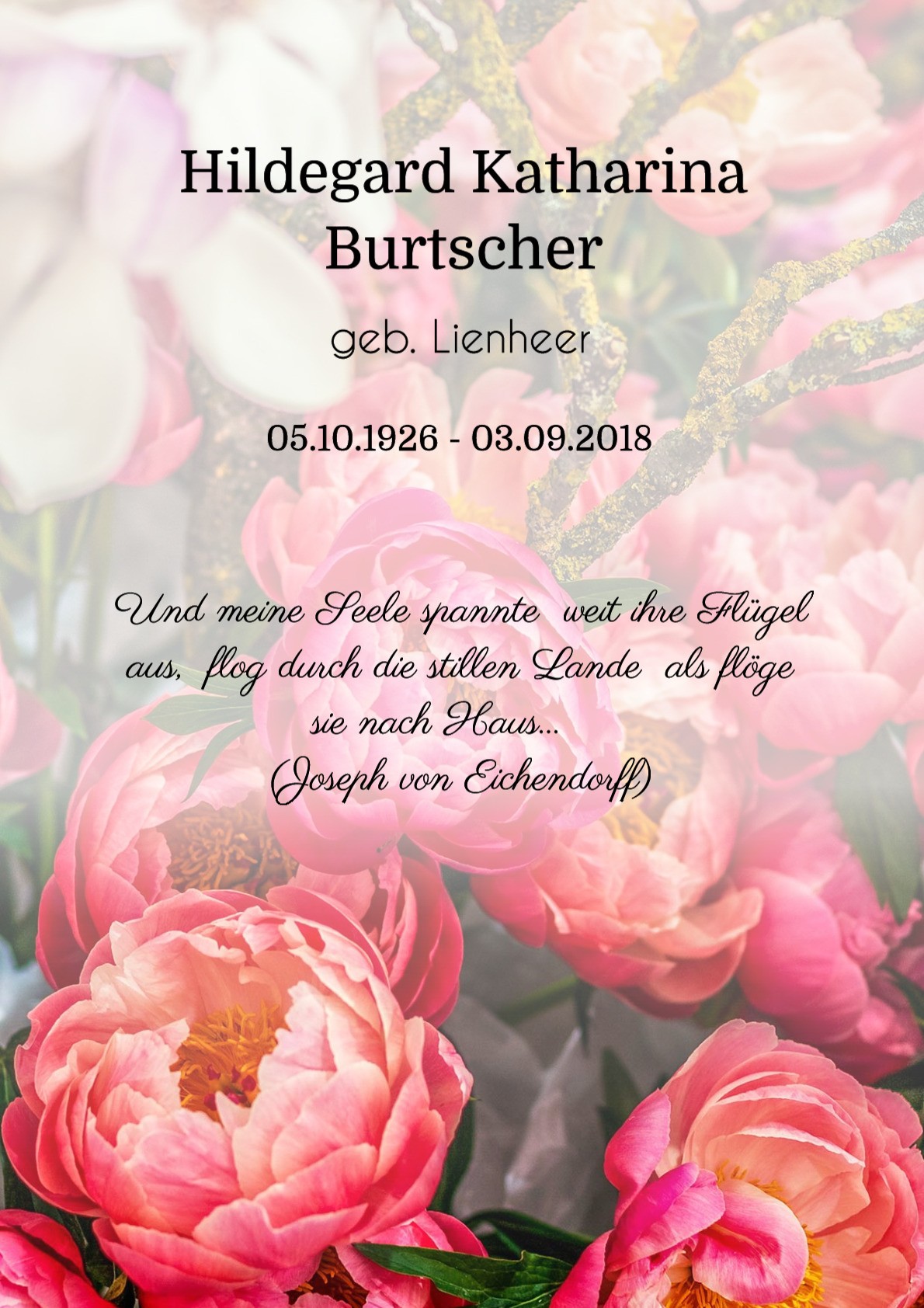 Traueranzeige von Hildegard Katharina Burtscher