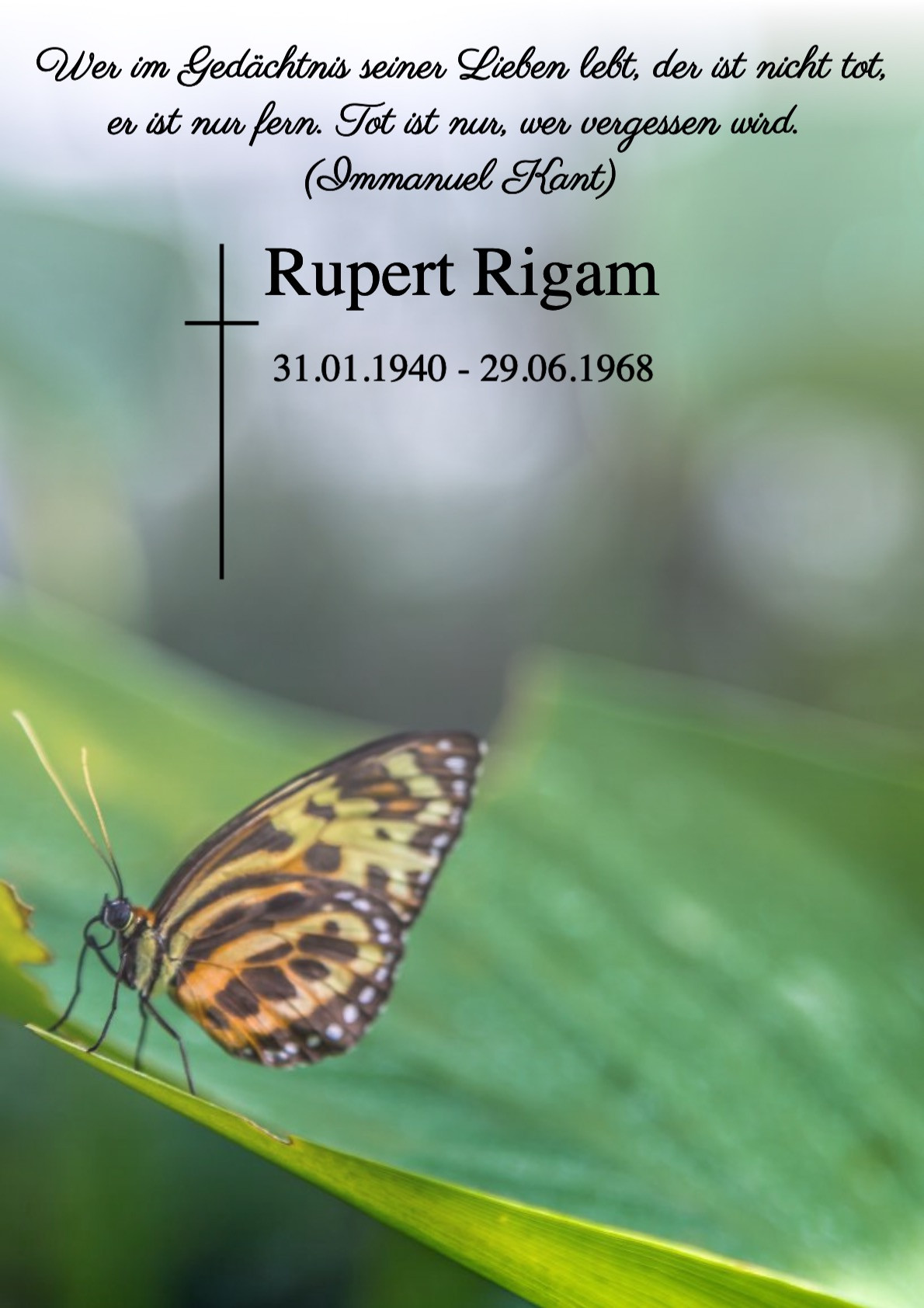Traueranzeige von Rupert Rigam
