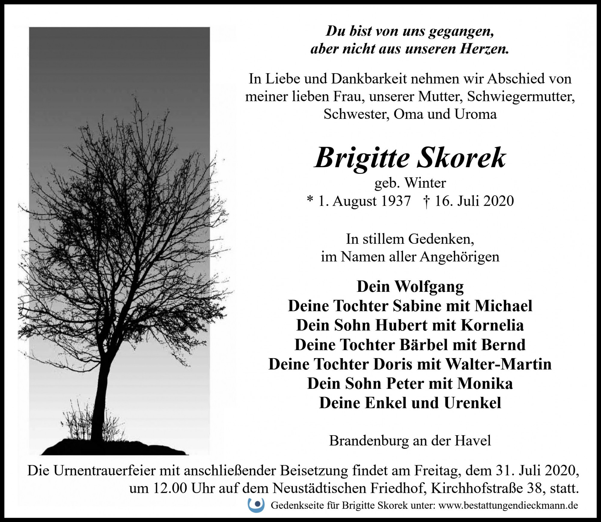 Traueranzeige von Brigitte Skorek