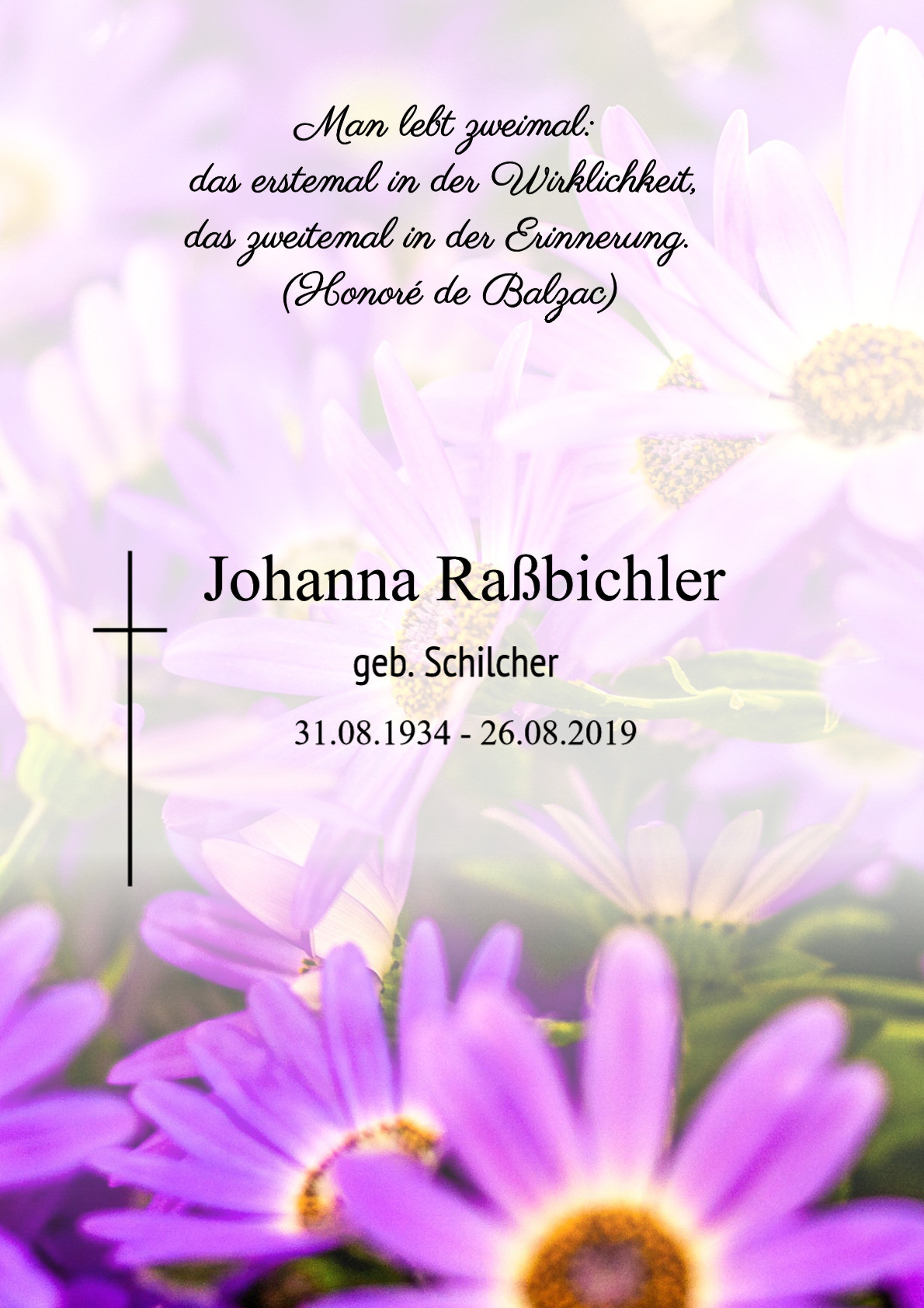 Traueranzeige von Johanna Raßbichler