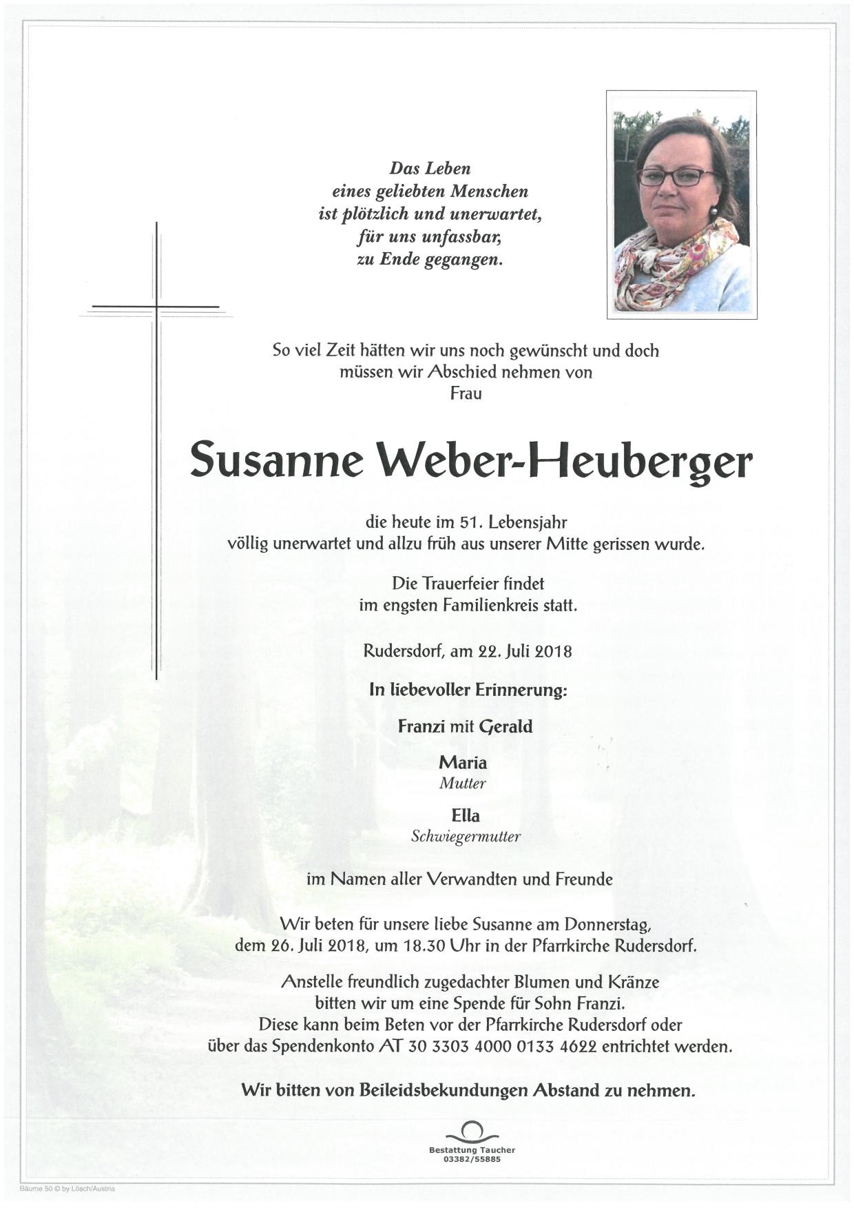 Traueranzeige von Susanne Weber-Heuberger
