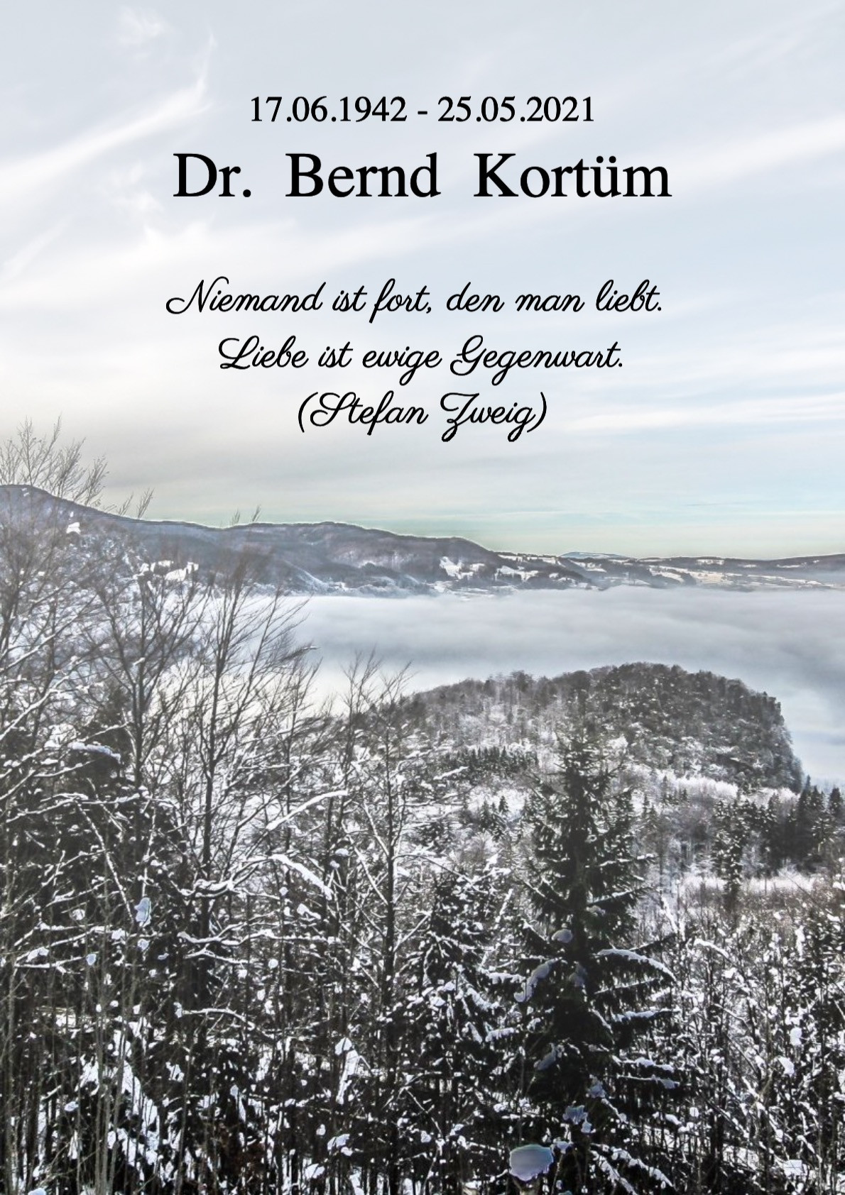 Traueranzeige von Dr. Bernd Kortüm