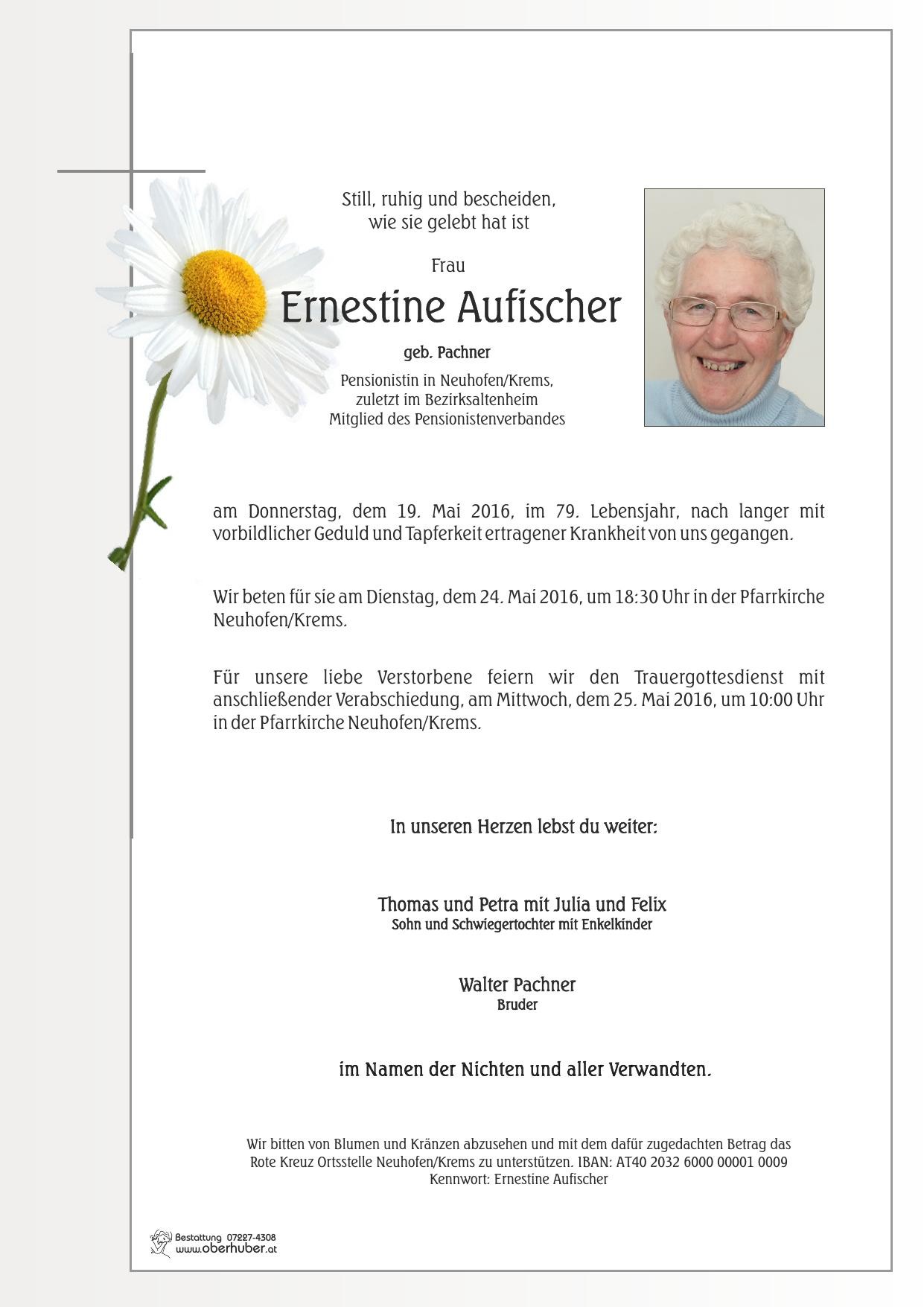 Traueranzeige von Ernestine Aufischer