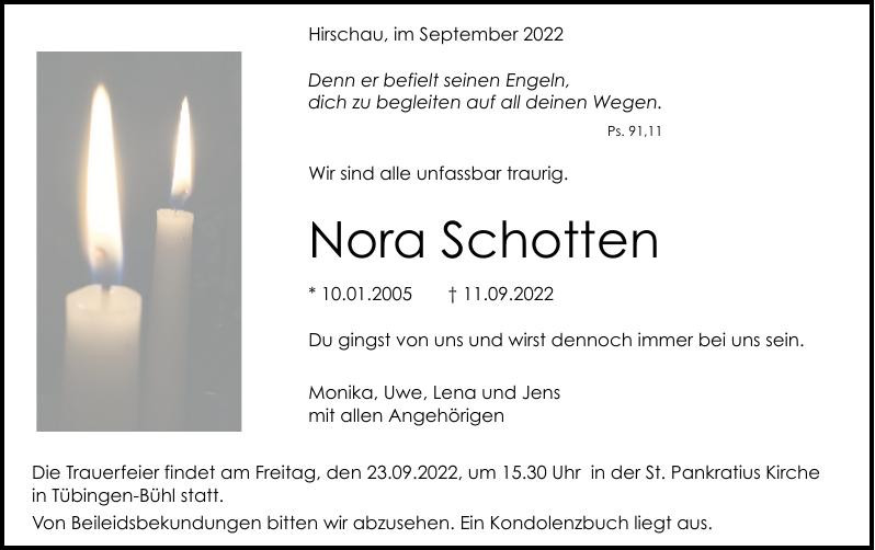 Traueranzeige von Nora Schotten