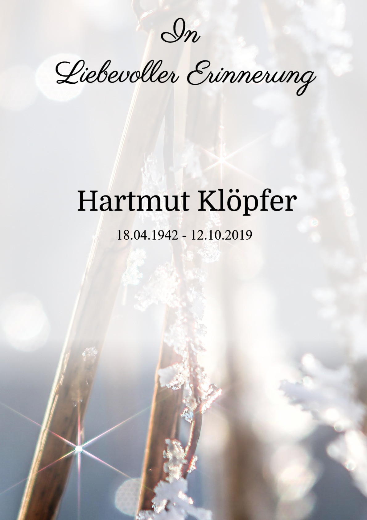 Traueranzeige von Hartmut Klöpfer