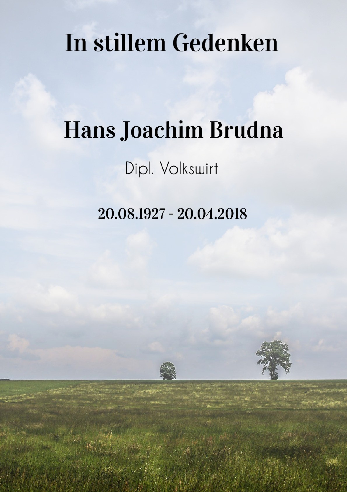 Traueranzeige von Hans Joachim Brudna