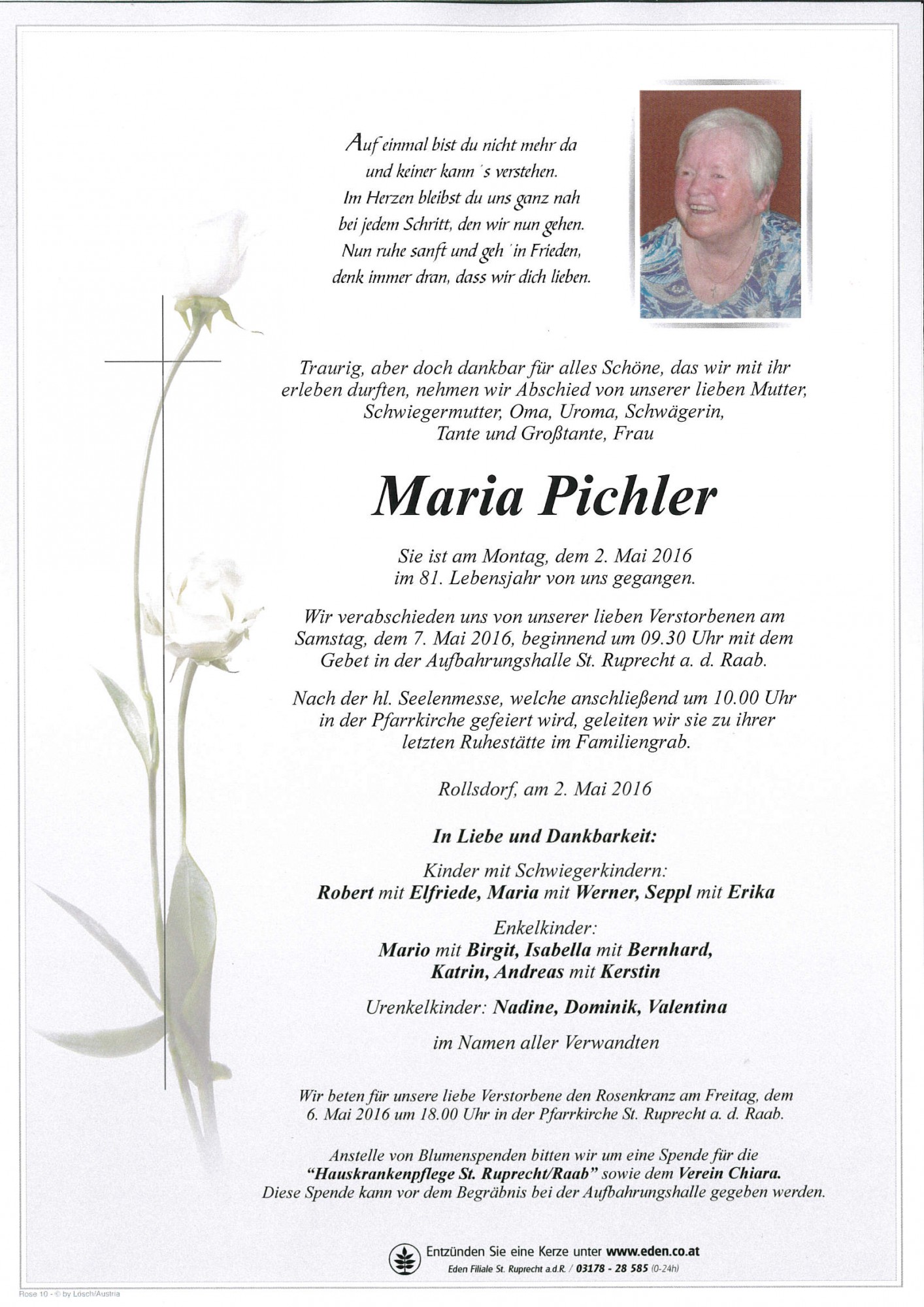 Traueranzeige von Maria Pichler