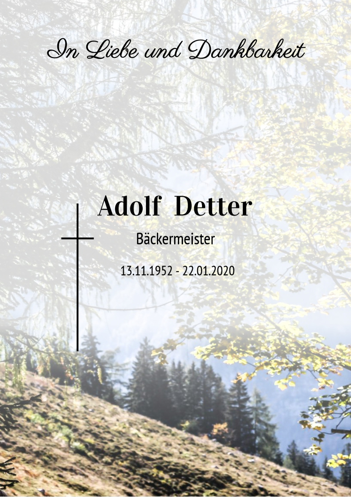 Traueranzeige von Adolf Detter