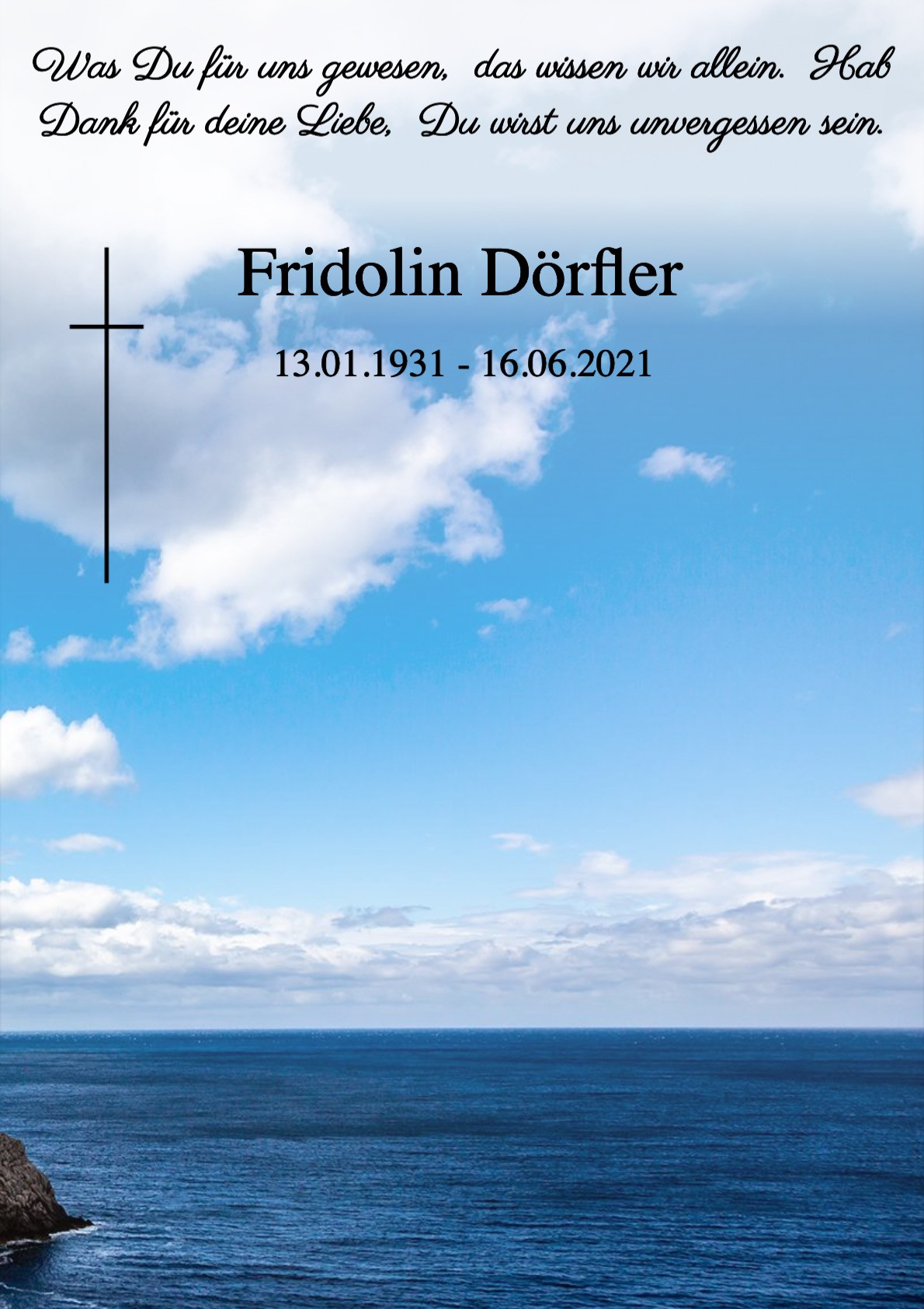 Traueranzeige von Fridolin Dörfler