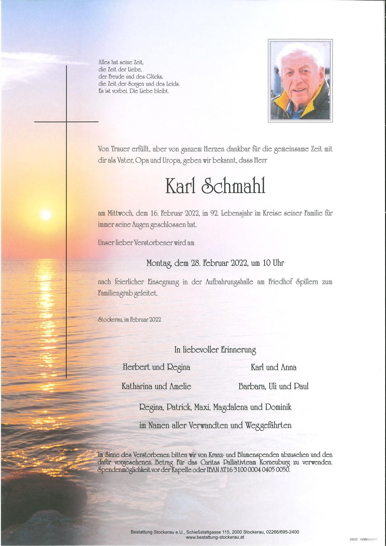 Traueranzeige von Karl Schmahl