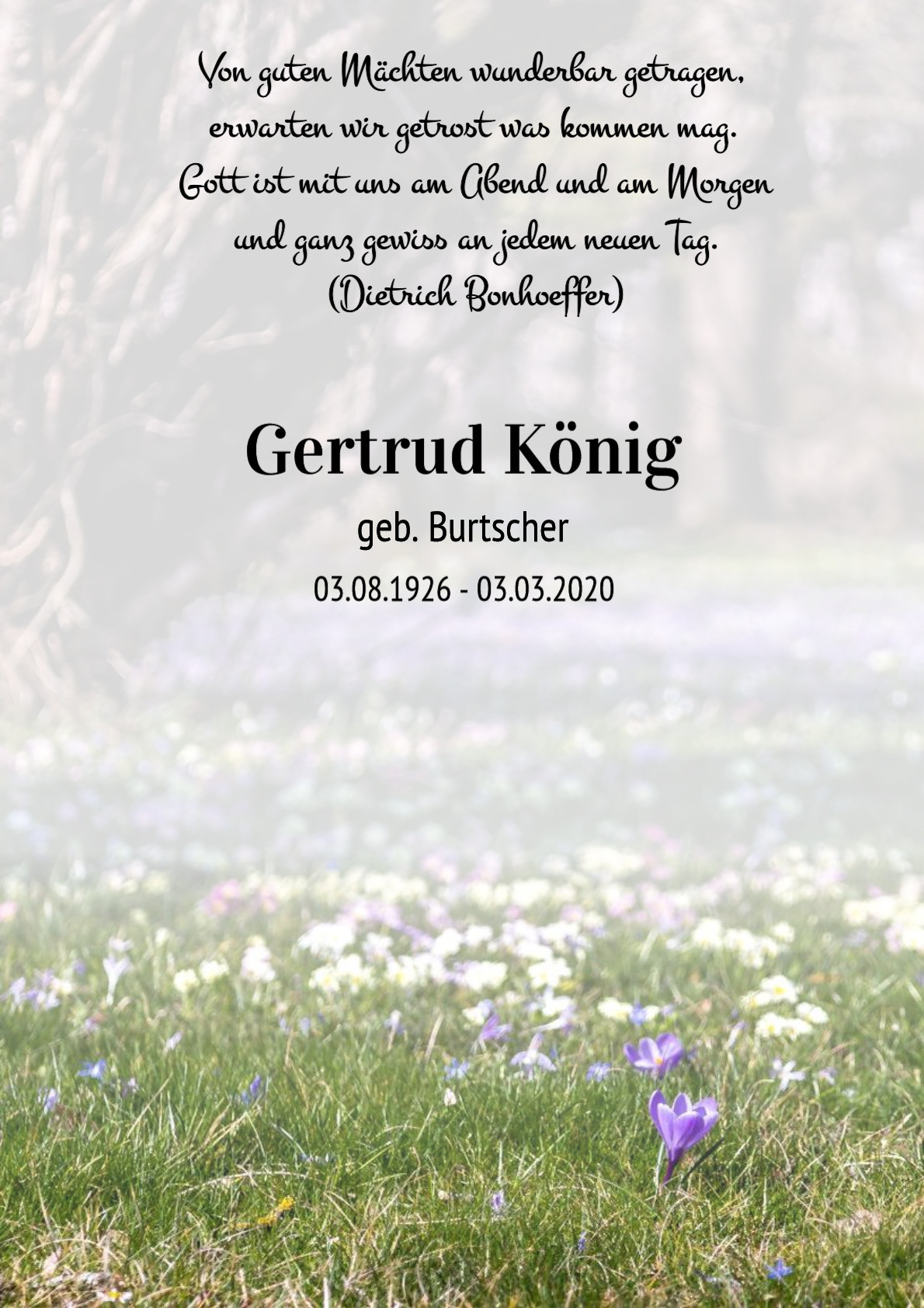 Traueranzeige von Gertrud König