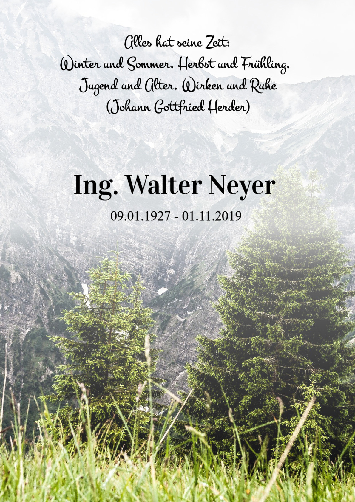 Traueranzeige von Ing. Walter Neyer