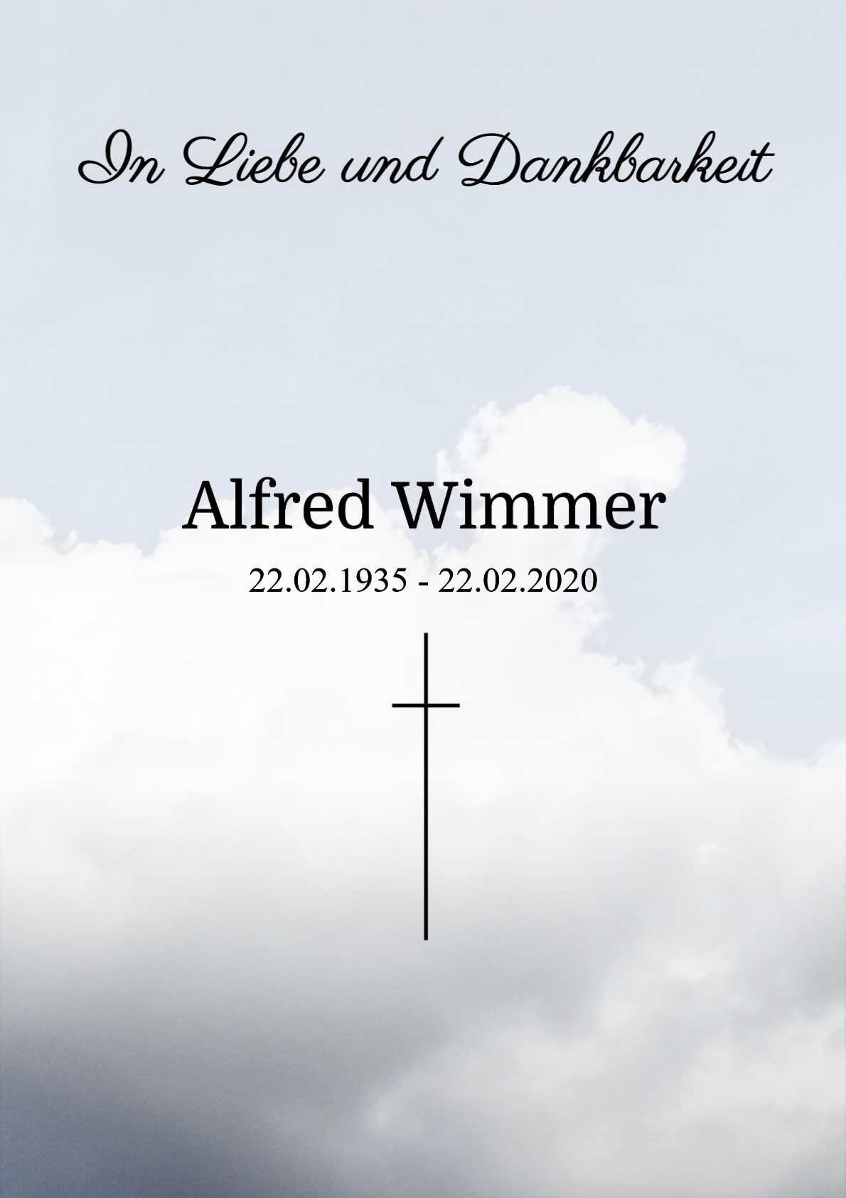 Traueranzeige von Alfred Wimmer