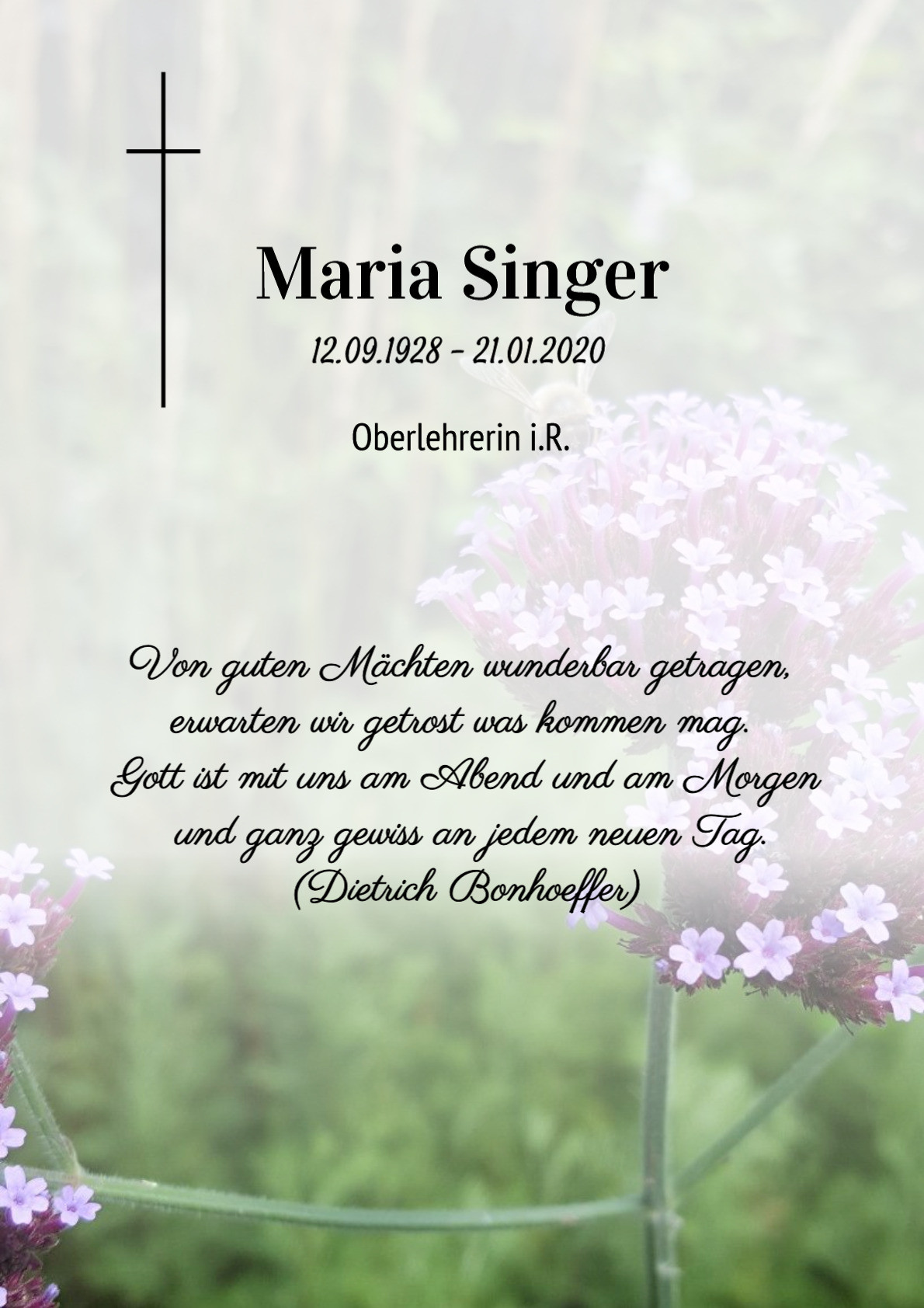 Traueranzeige von Maria Singer