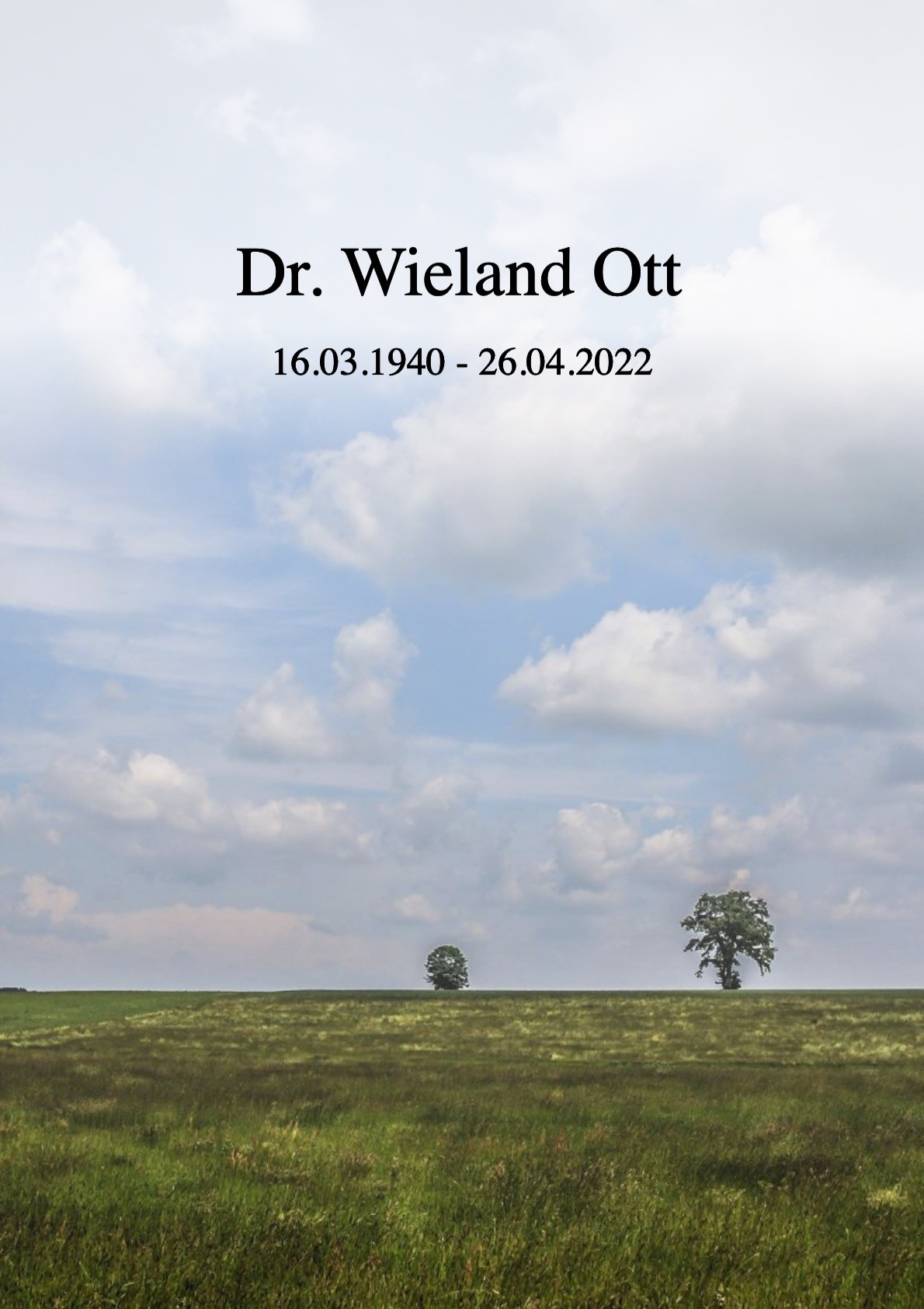 Traueranzeige von Dr. Wieland Ott