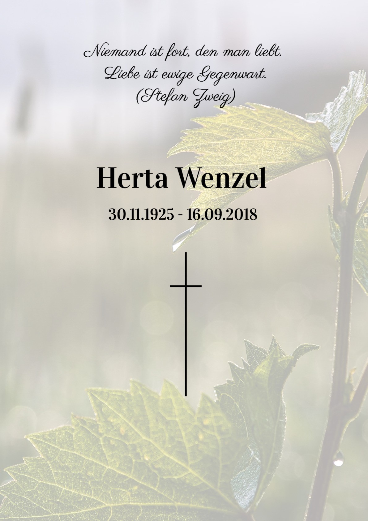 Traueranzeige von Herta Wenzel