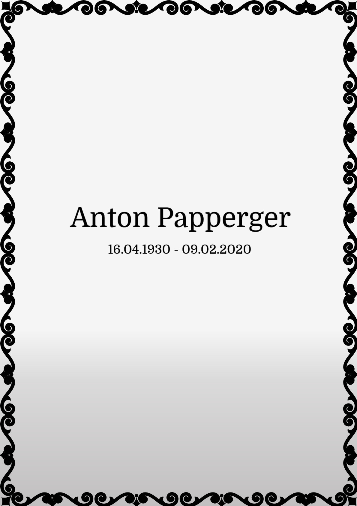 Traueranzeige von Anton Papperger