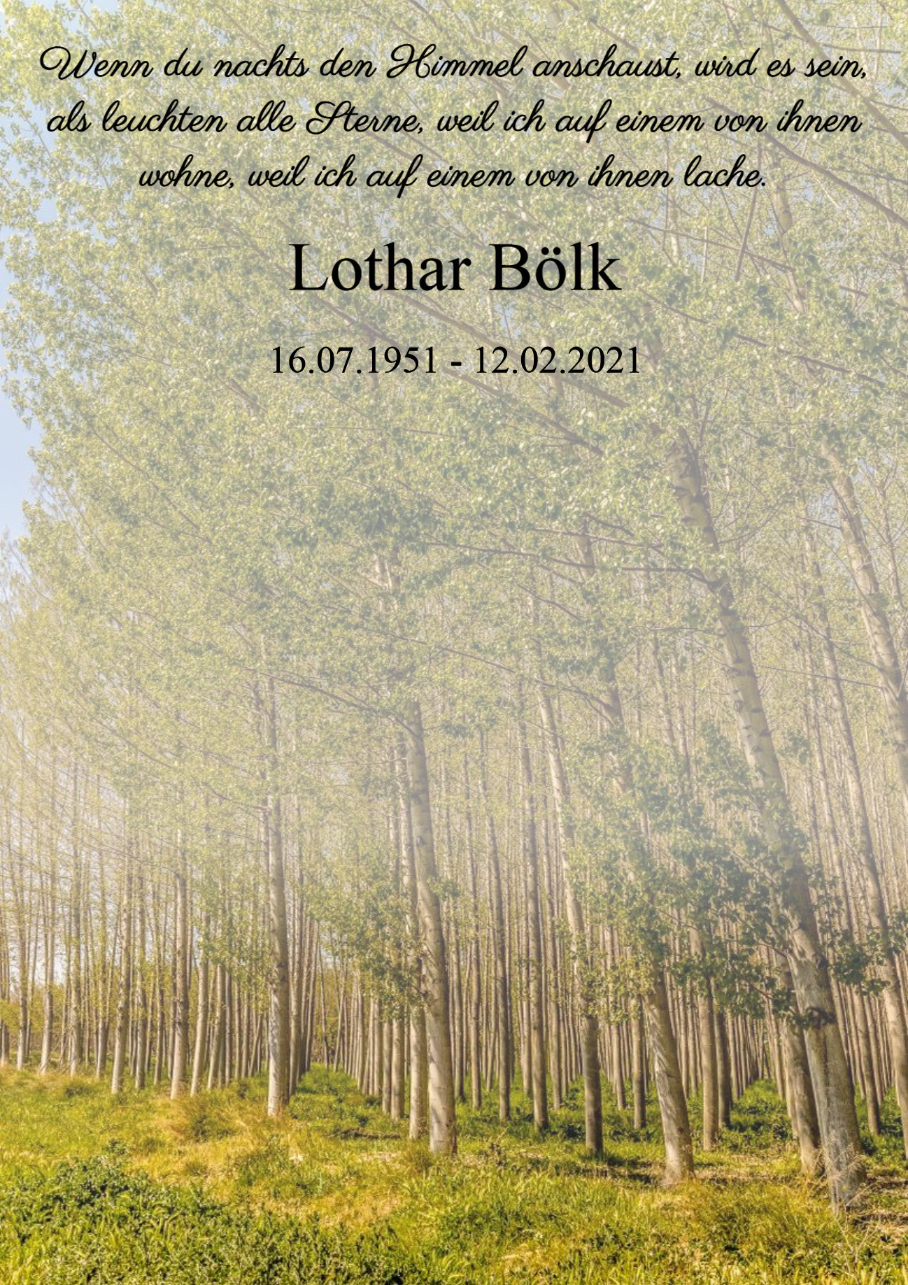 Traueranzeige von Lothar Bölk